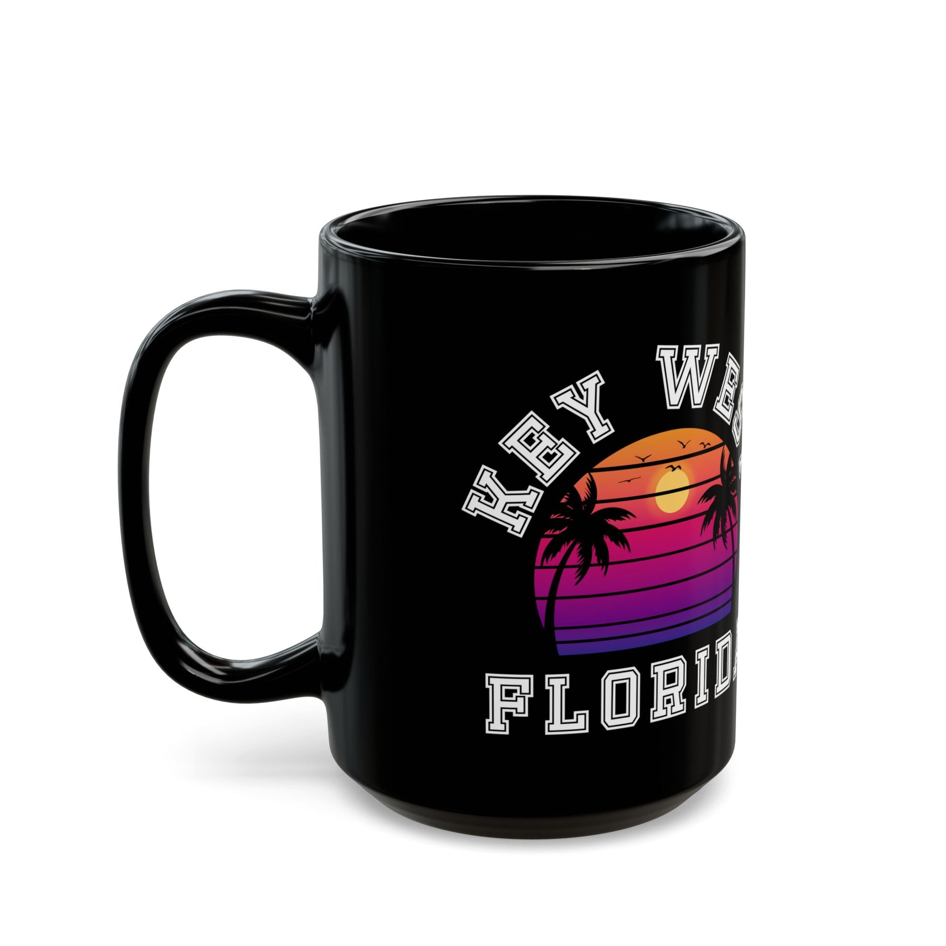 Key West Florida Palms Black Mug