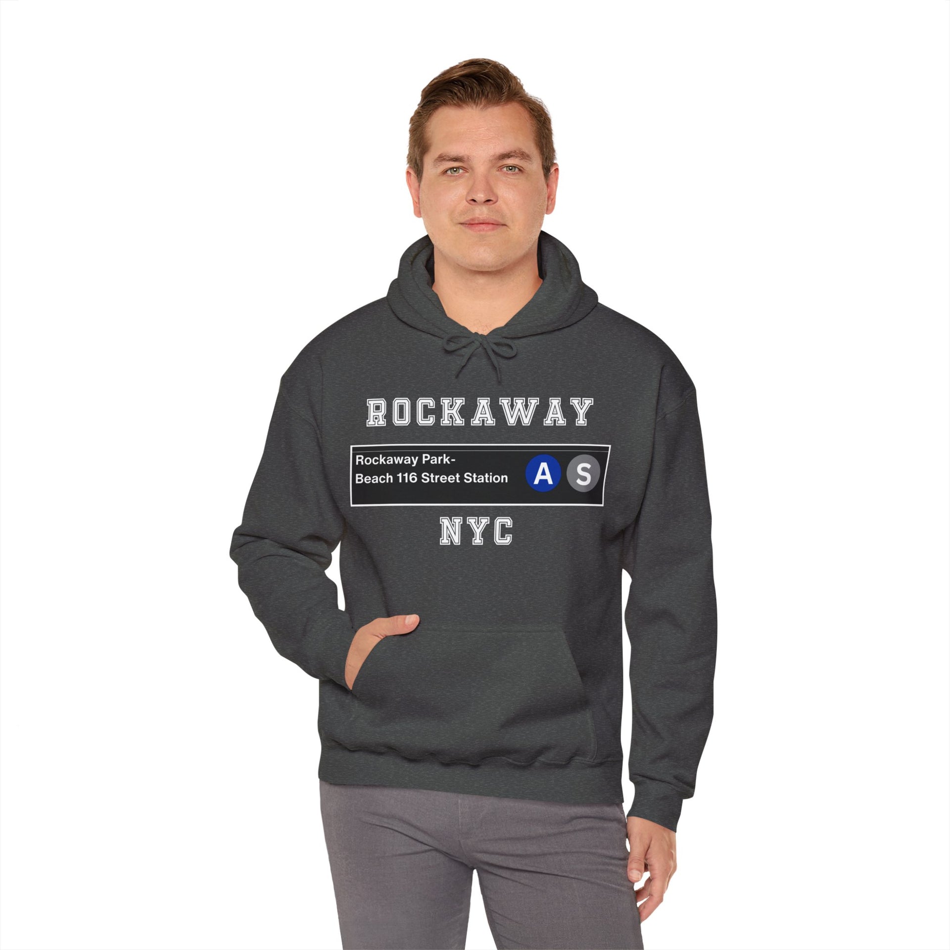 Rockaway Beach 116 Street NYC Subway Unisex Heavy Blend™ Hooded Sweatshirt