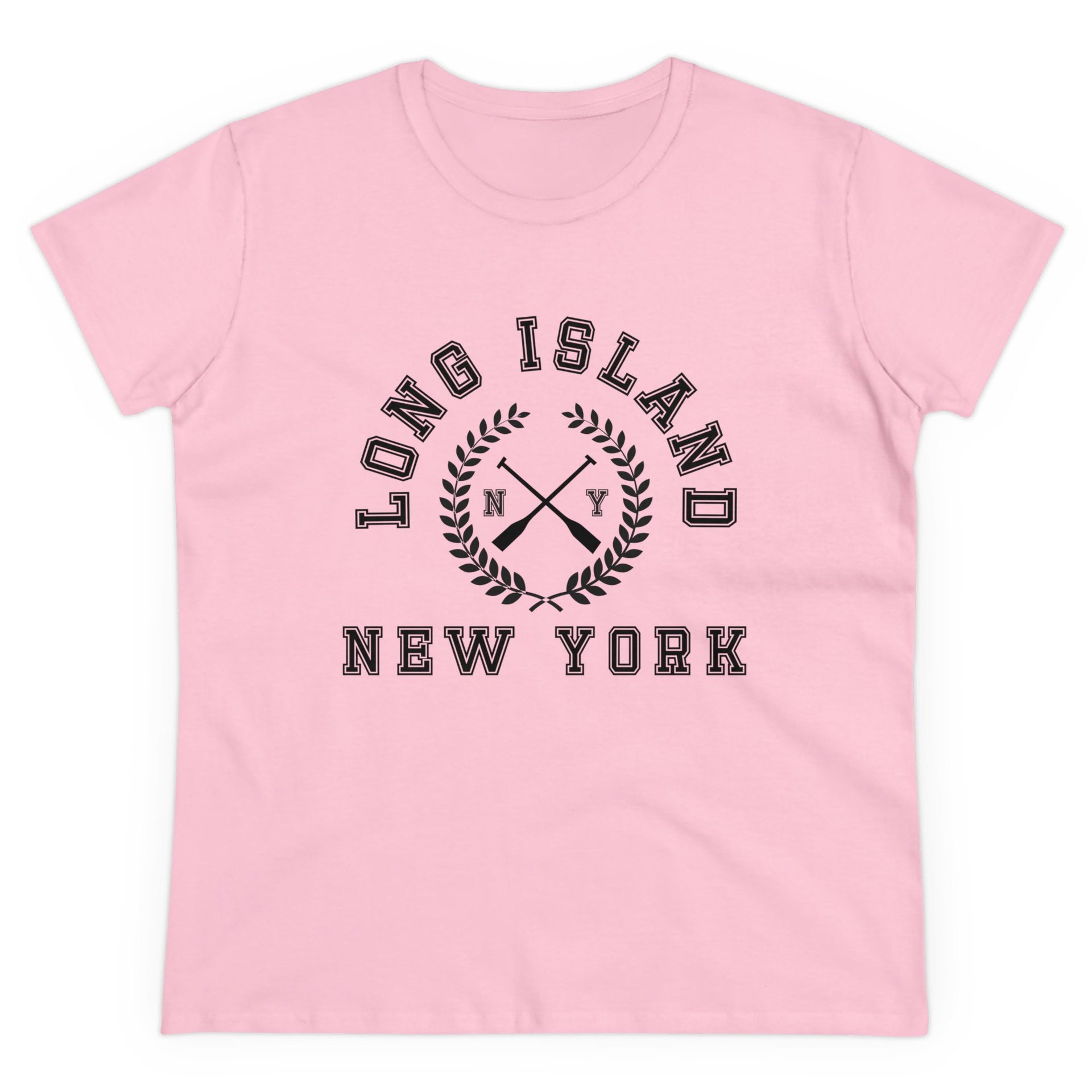 Long Island NY Crossed Oars Women's Midweight Cotton Tee