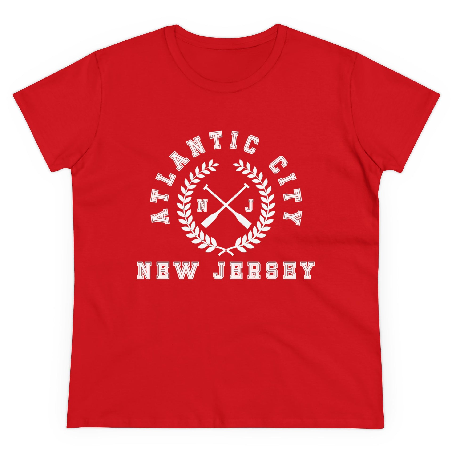 Atlantic City NJ Crossed Oars Women's Midweight Cotton Tee