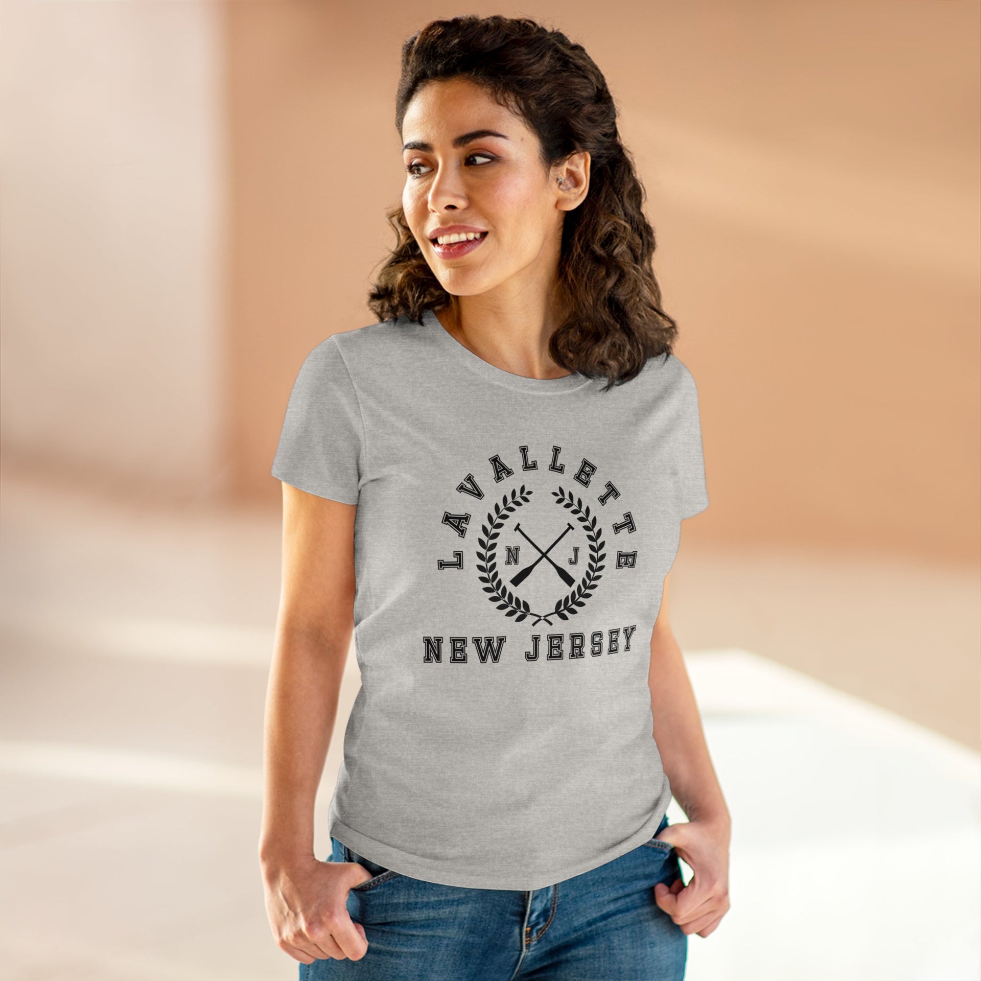 Lavallette NJ Crossed Oars Women's Midweight Cotton Tee