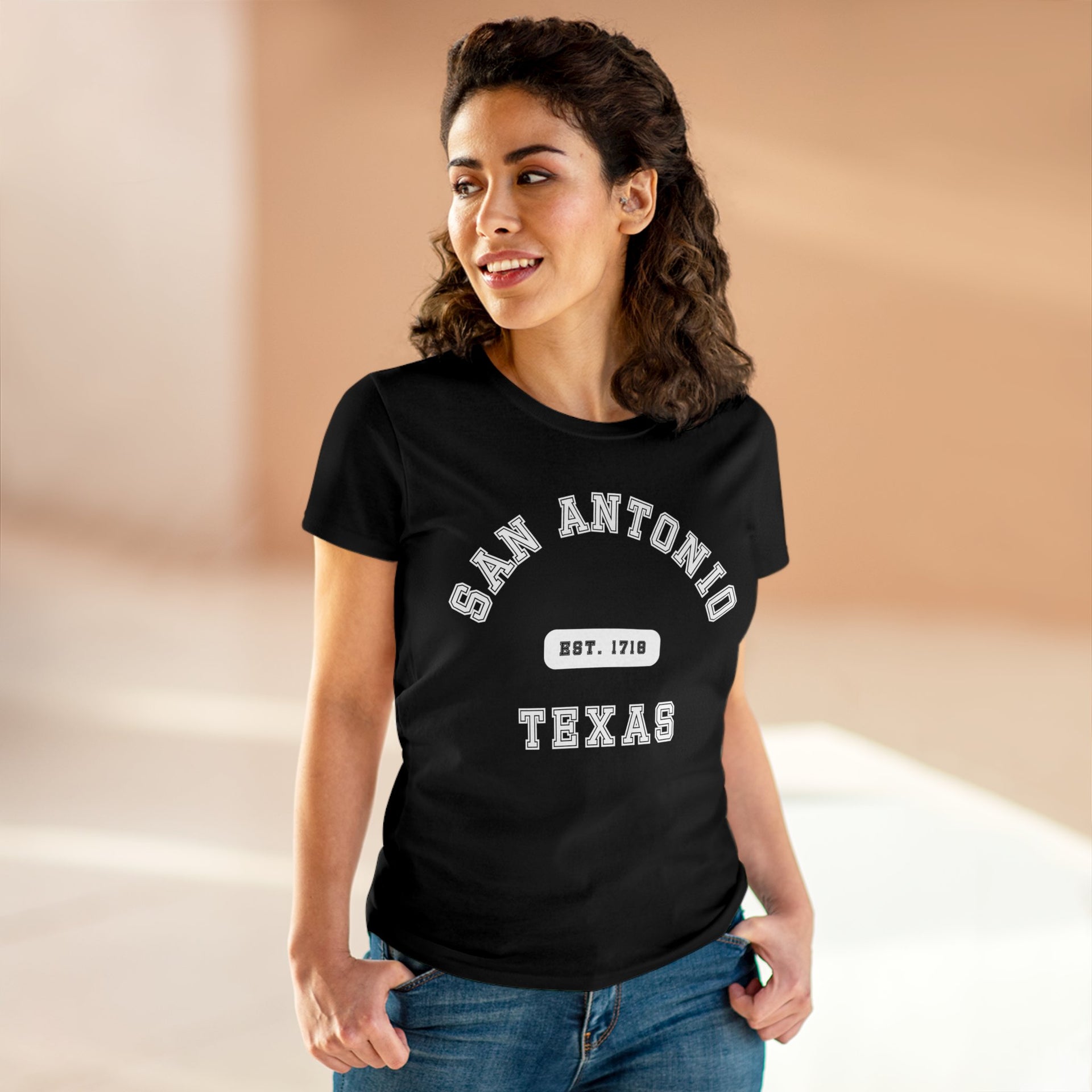 San Antonio Texas Women's Midweight Cotton Tee