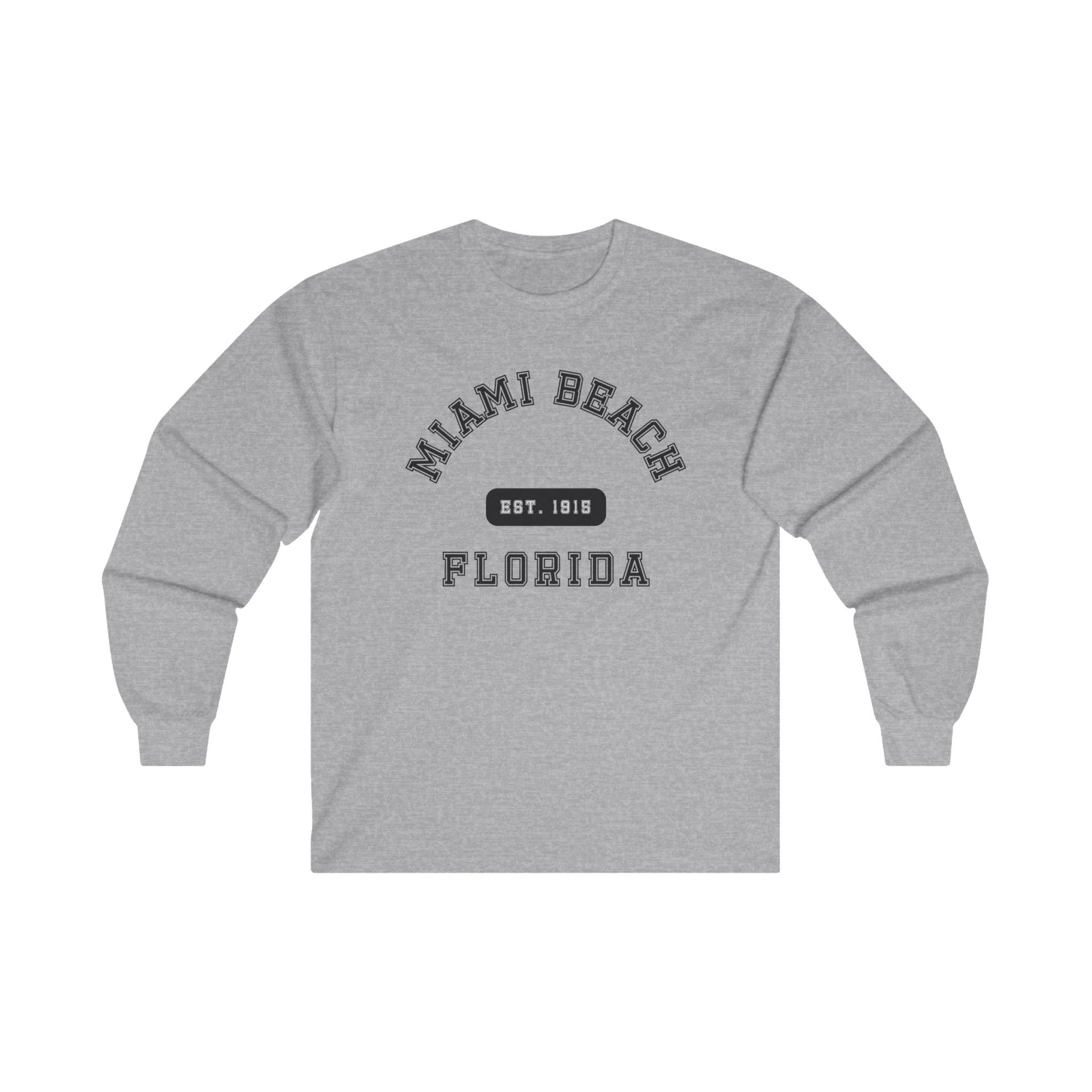 Miami Beach Florida Established Ultra Cotton Long Sleeve Tee