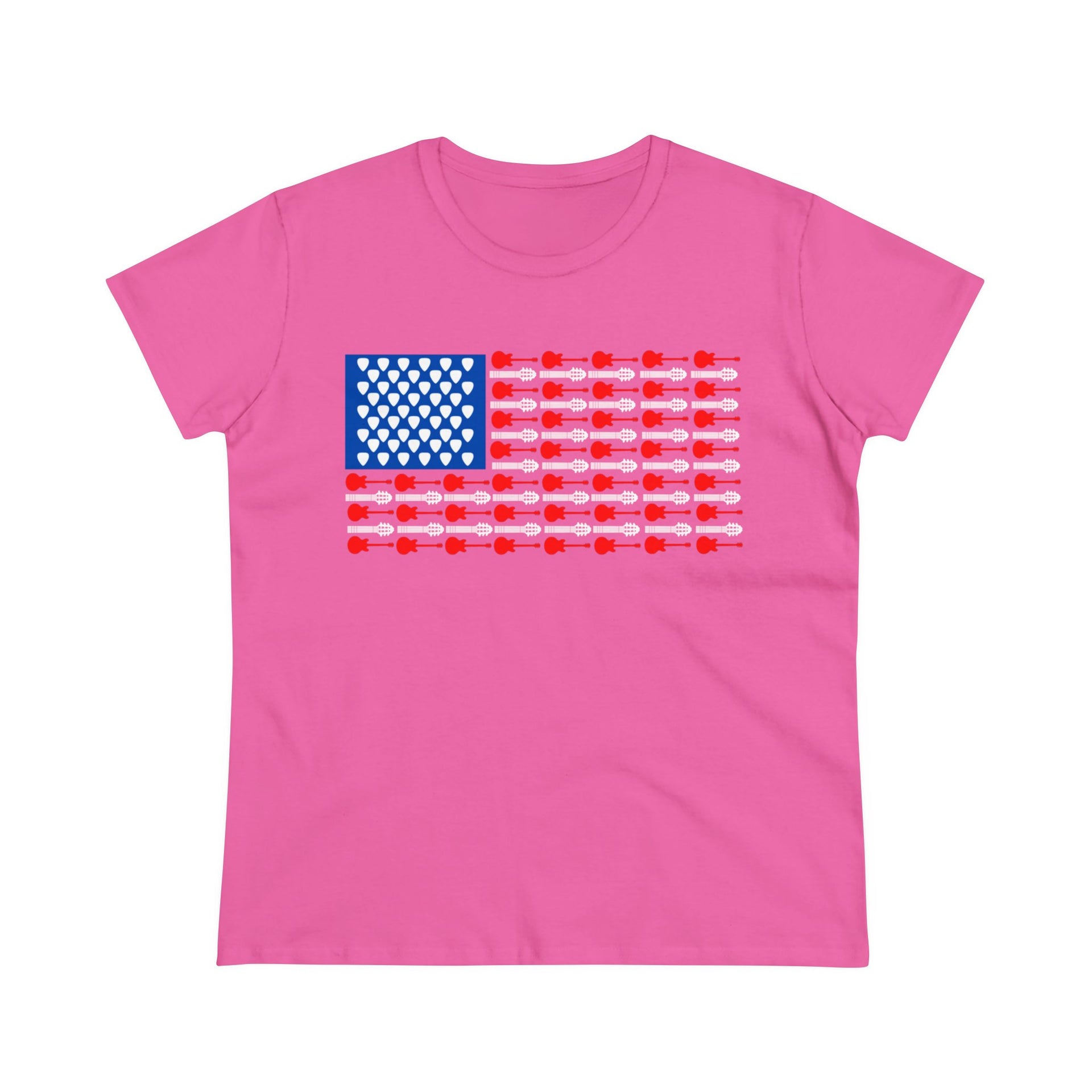 American Flag Guitar Women's Midweight Cotton Tee