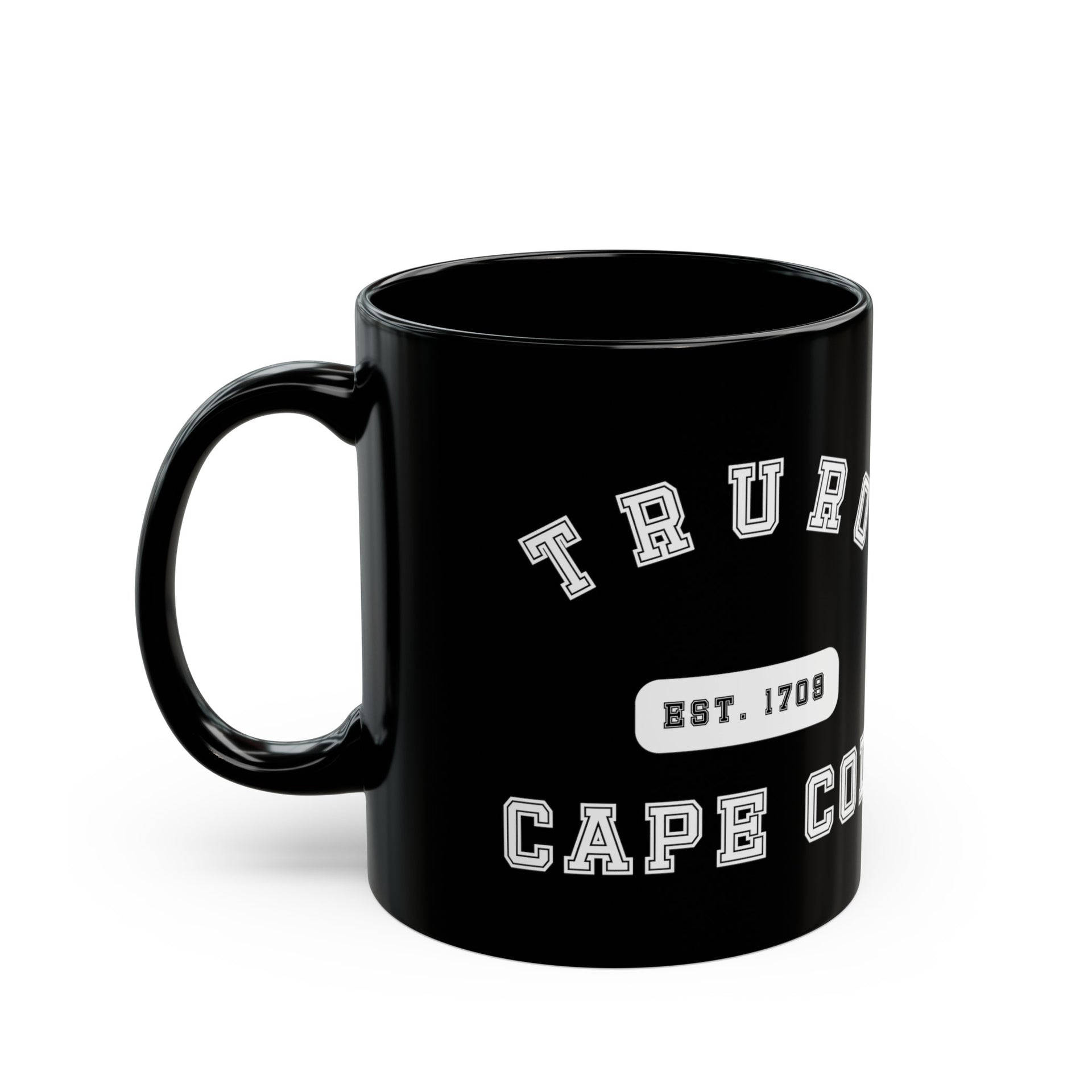 Truro Cape Cod Est 1709 Black Mug