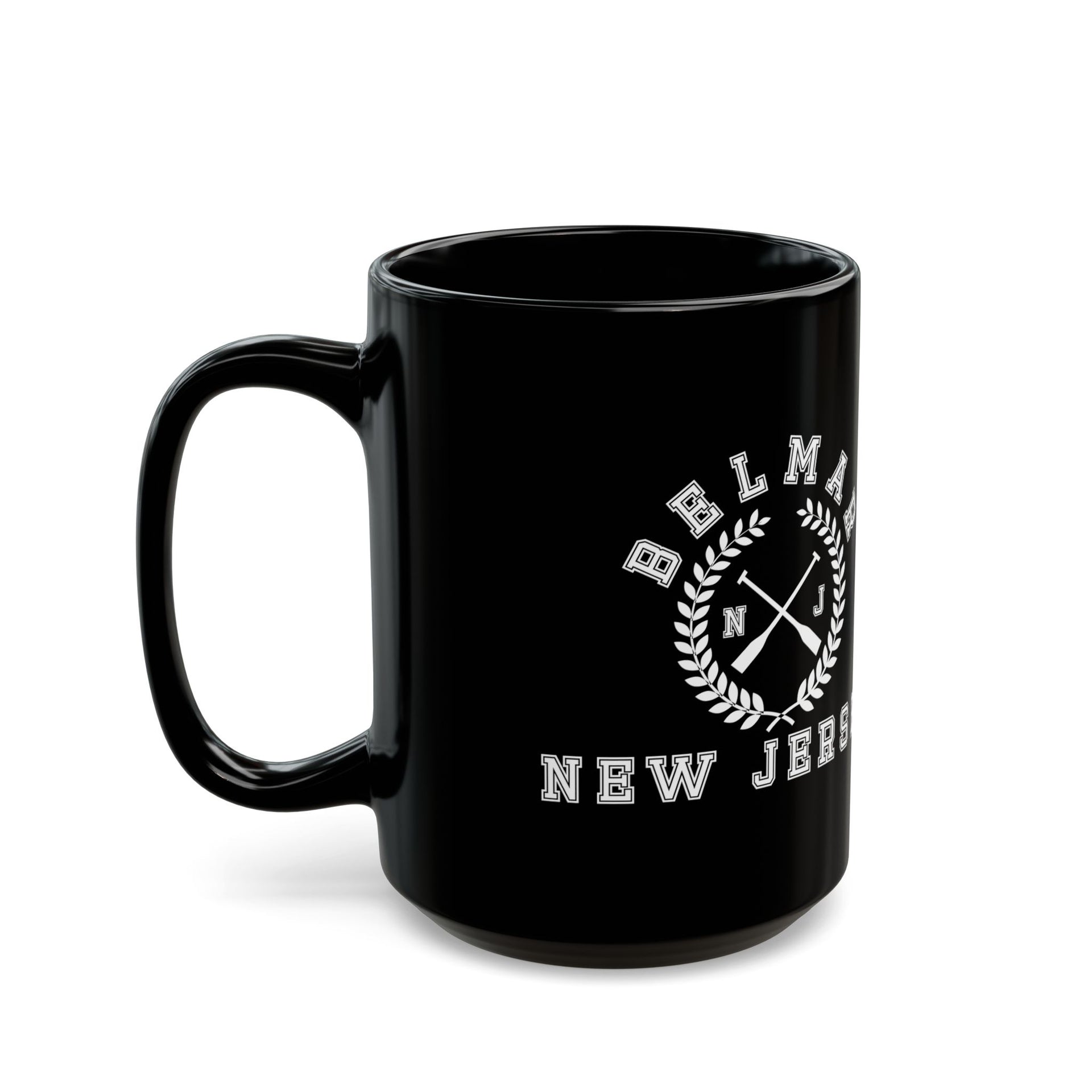 Belmar NJ Crossed Oars Black Mug