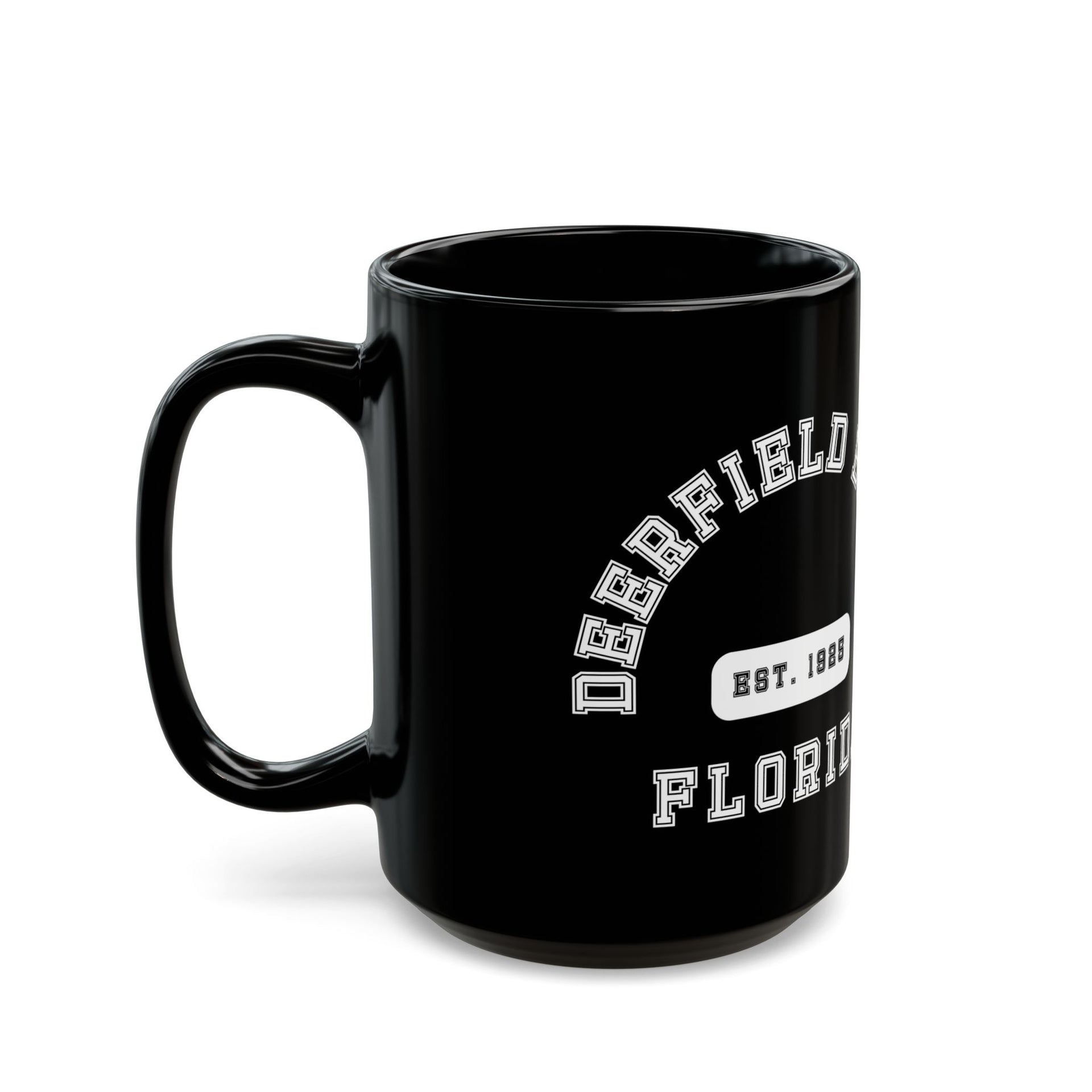 Deerfield Beach Florida Established Black Mug