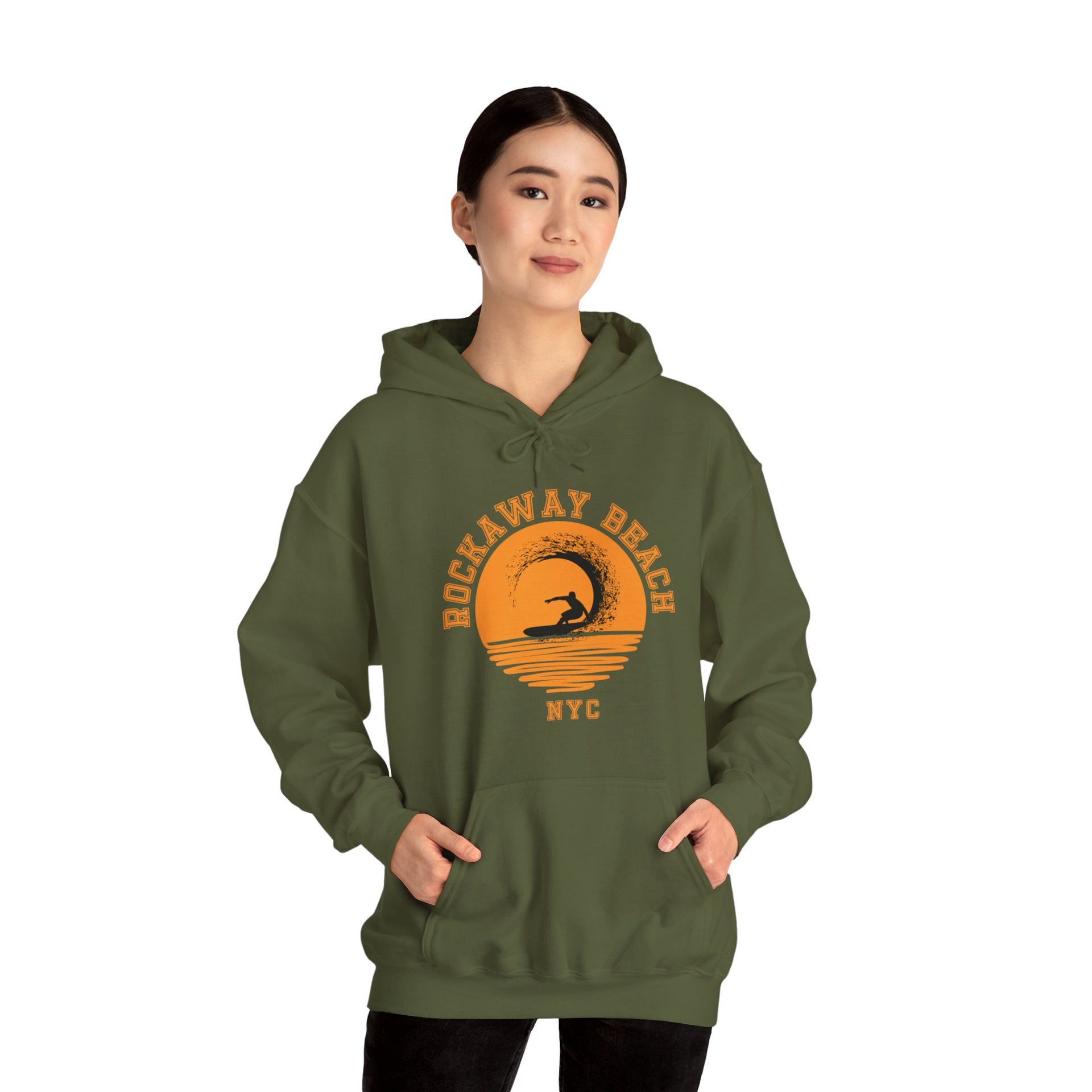 Rockaway Beach Surfing in the Sun NYC Unisex Heavy Blend™ Hooded Sweatshirt