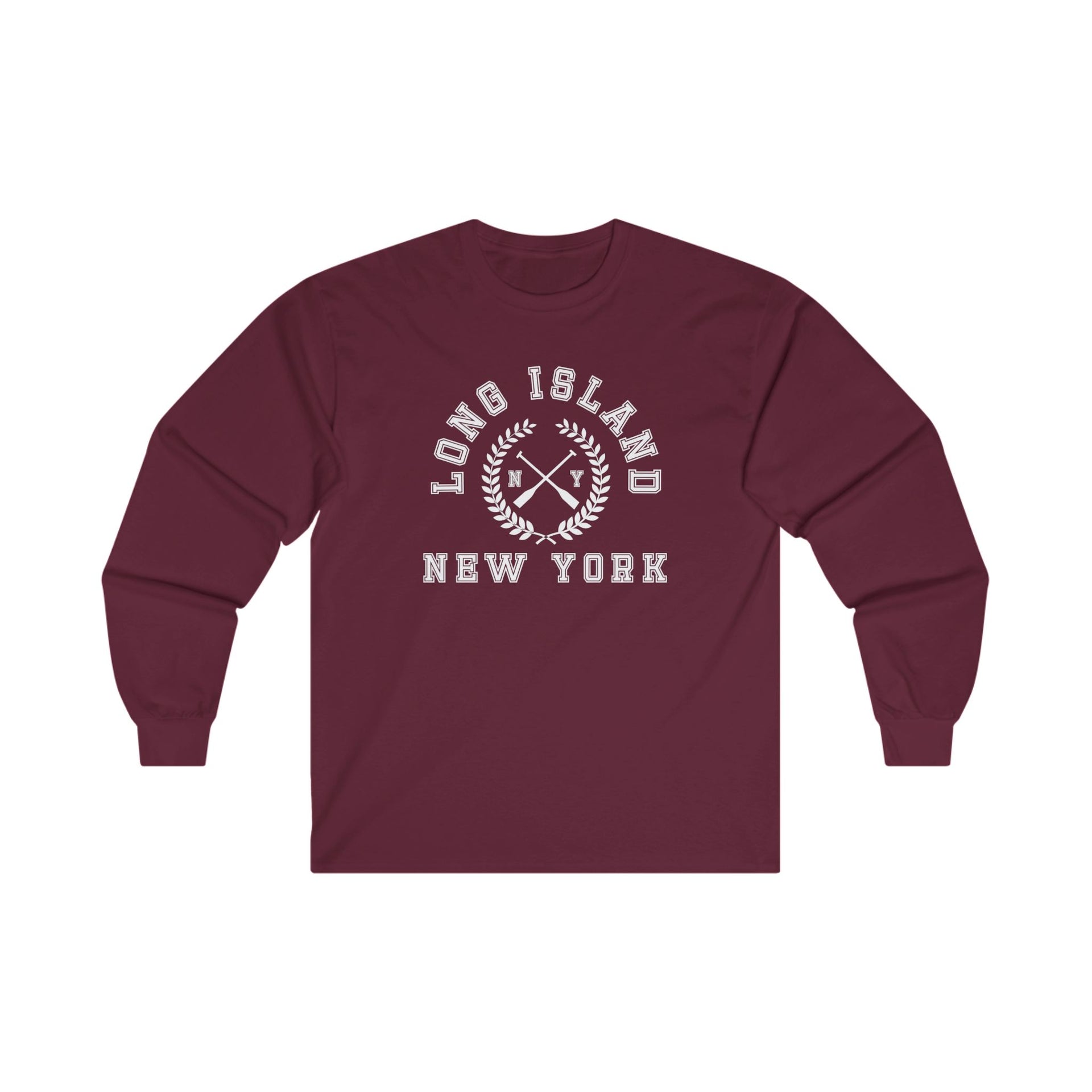 Long Island NY Crossed Oars Ultra Cotton Long Sleeve Tee