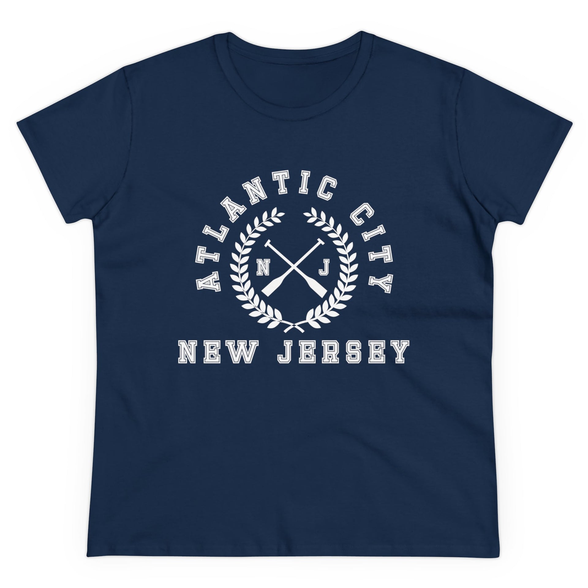 Atlantic City NJ Crossed Oars Women's Midweight Cotton Tee