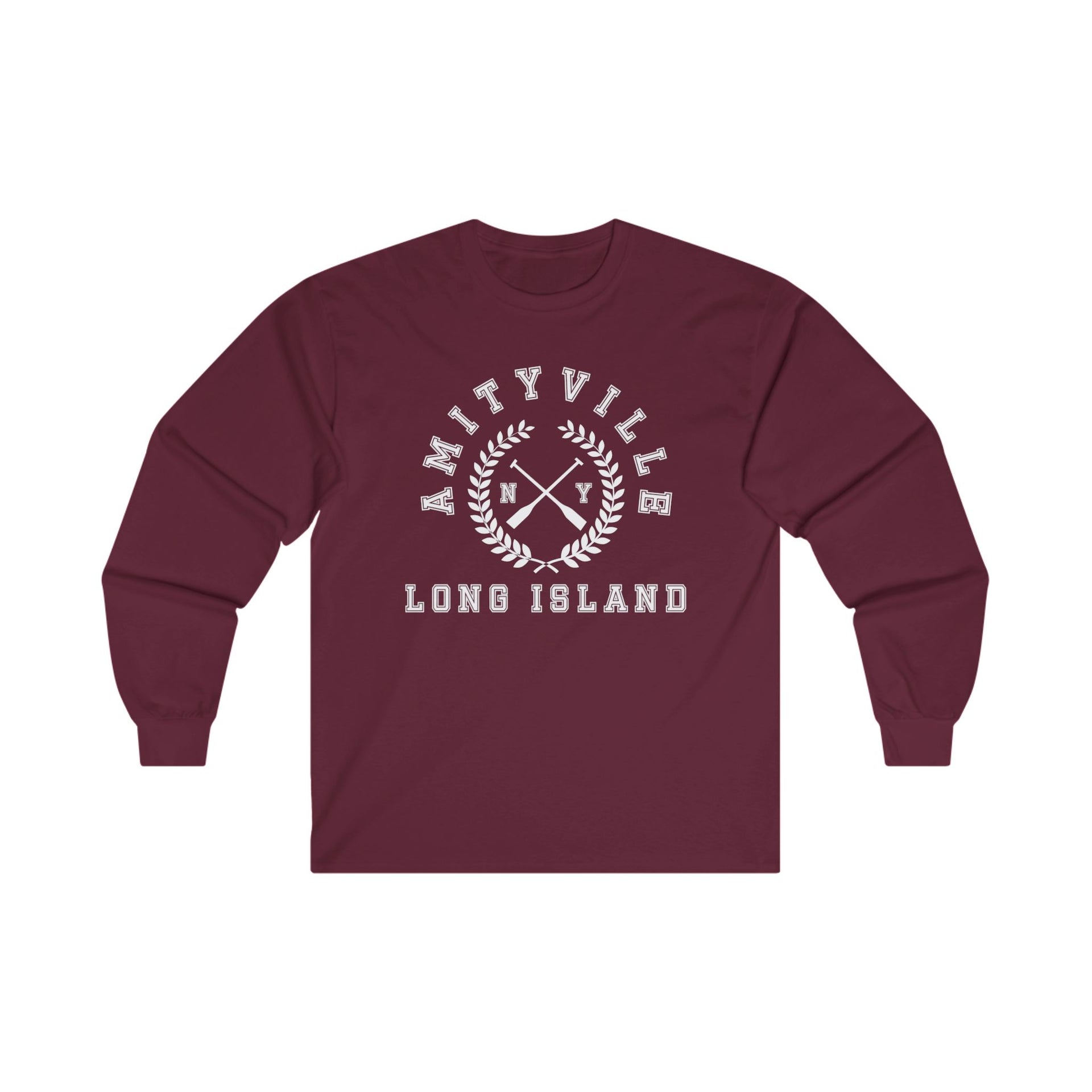 Amityville Long Island Crossed Oars Ultra Cotton Long Sleeve Tee