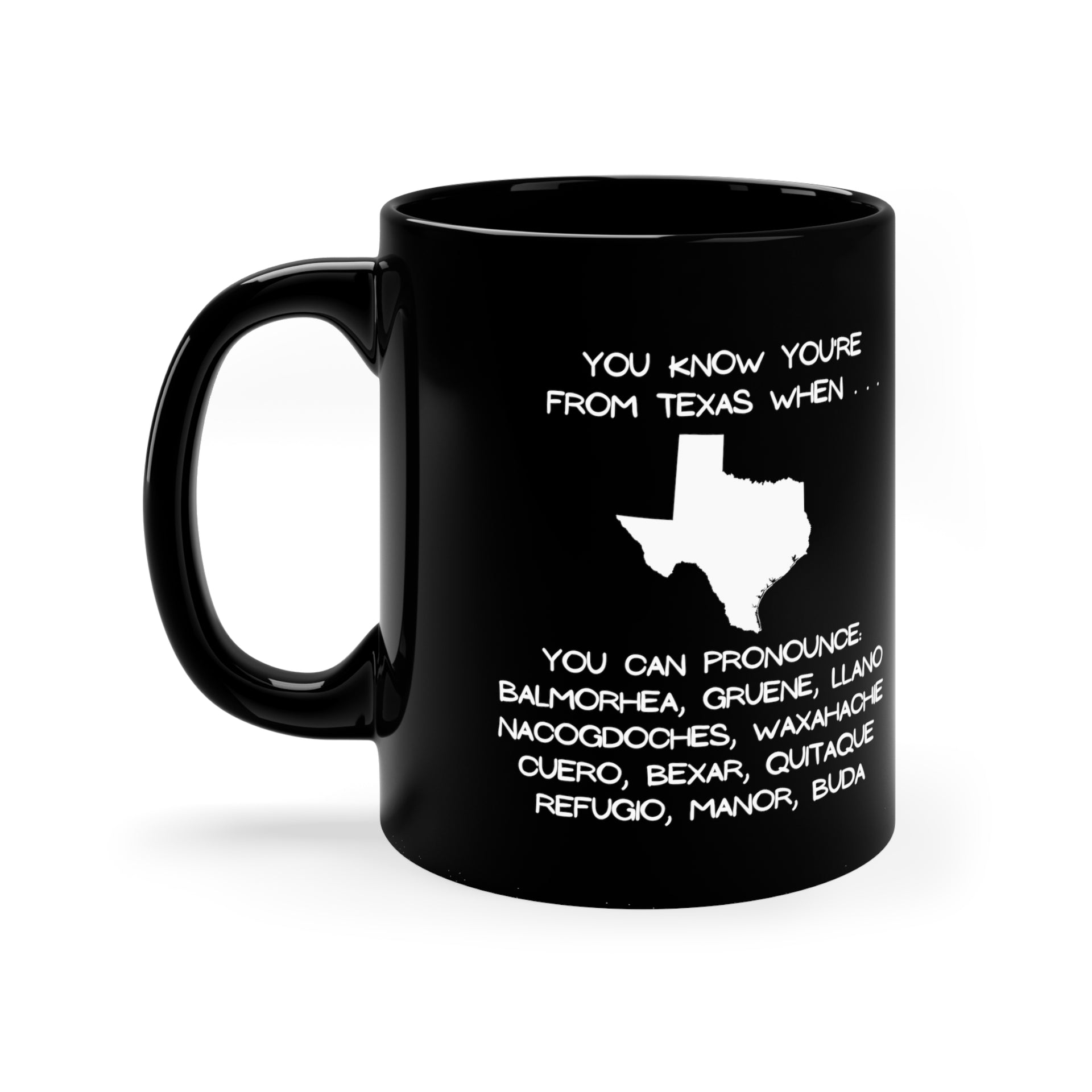 Texas Cities 11oz Black Mug