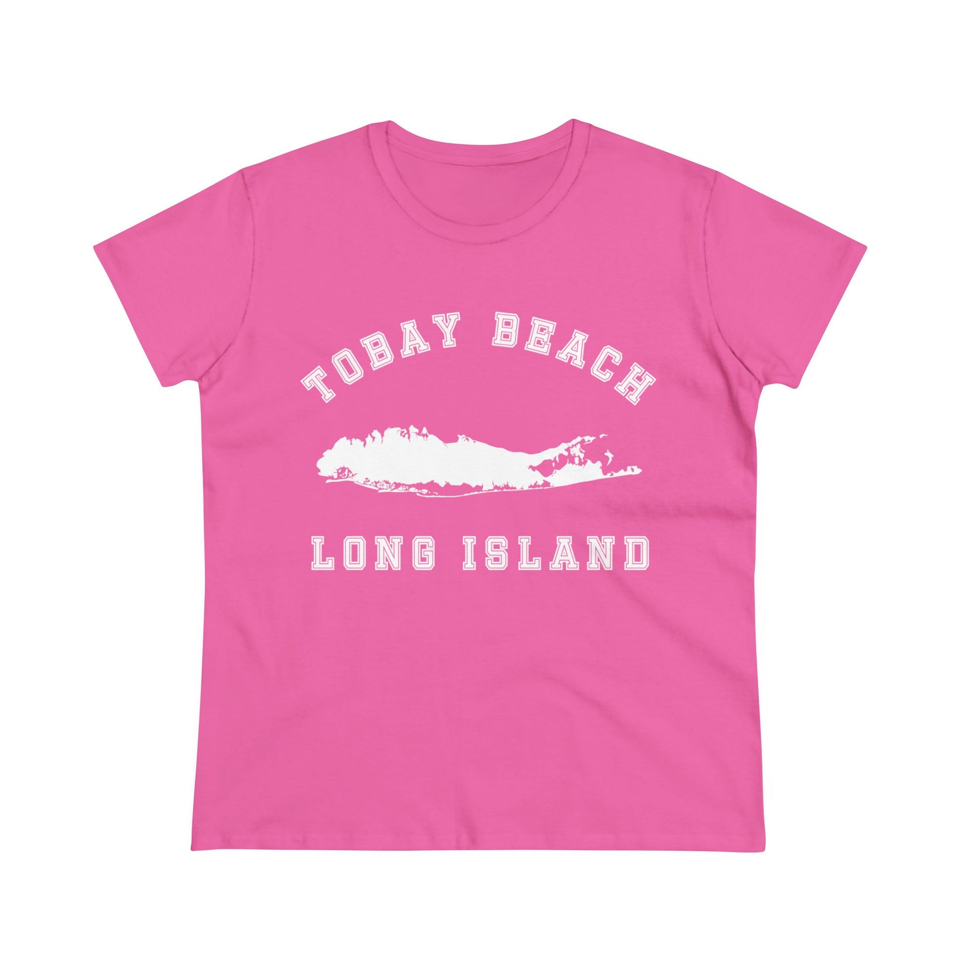 Tobay Beach Long Island Map Women's Midweight Cotton Tee