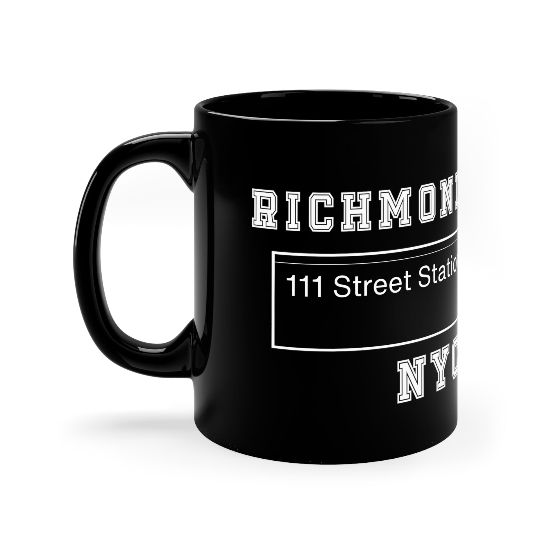 Richmond Hill J Train 111 Street Station 11oz Black Mug