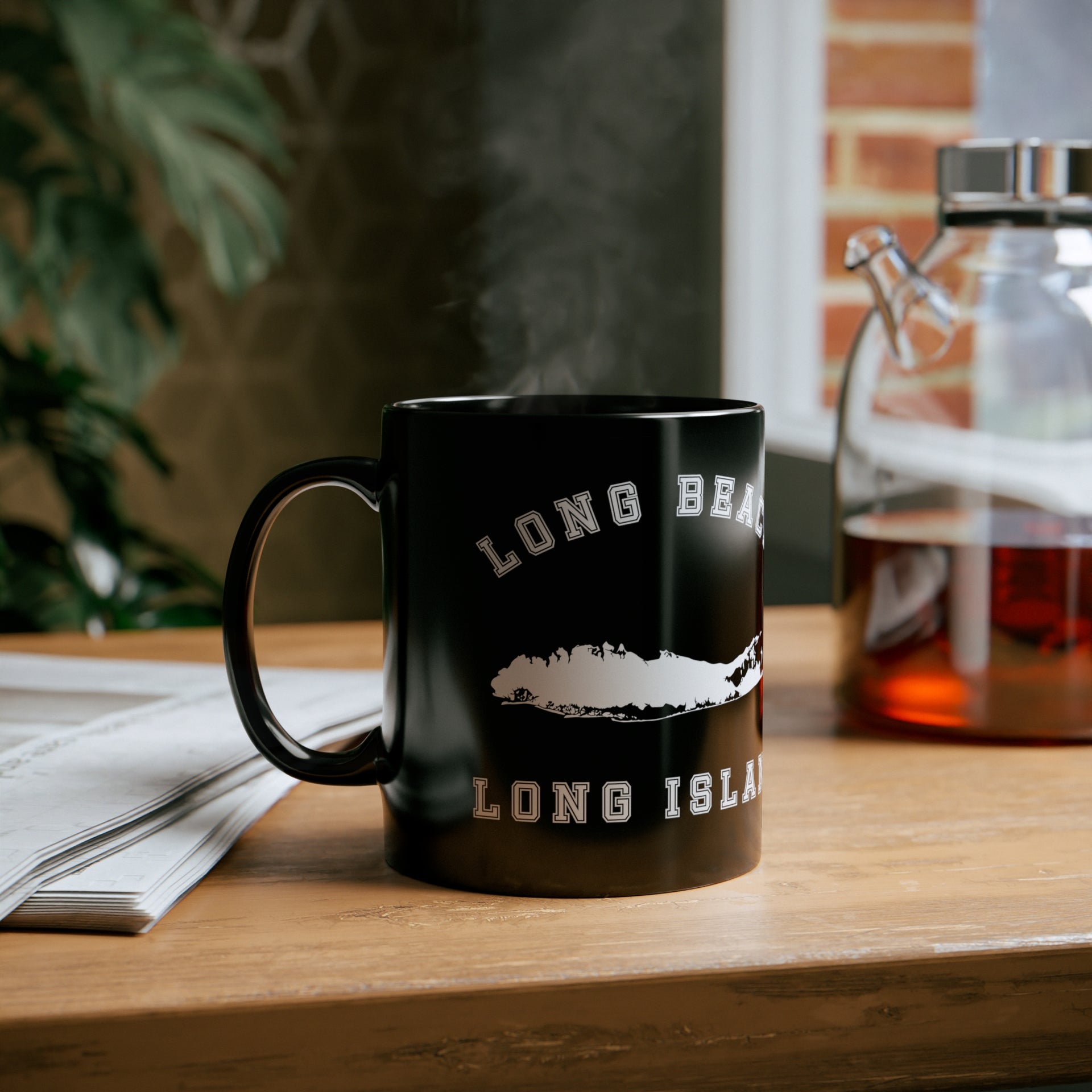 Long Beach Long Island 11oz Black Mug