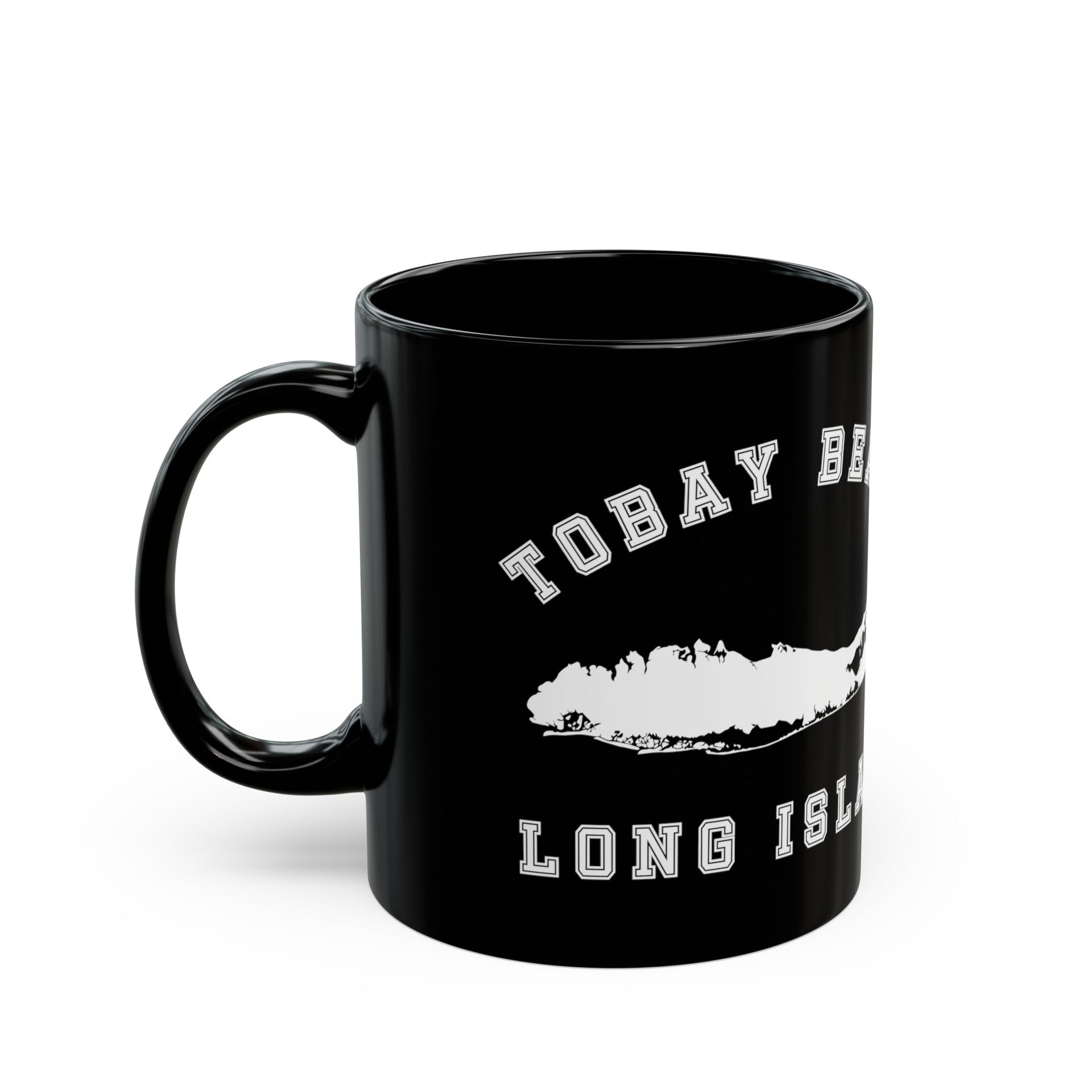 Tobay Beach Long Island Map Black Mug