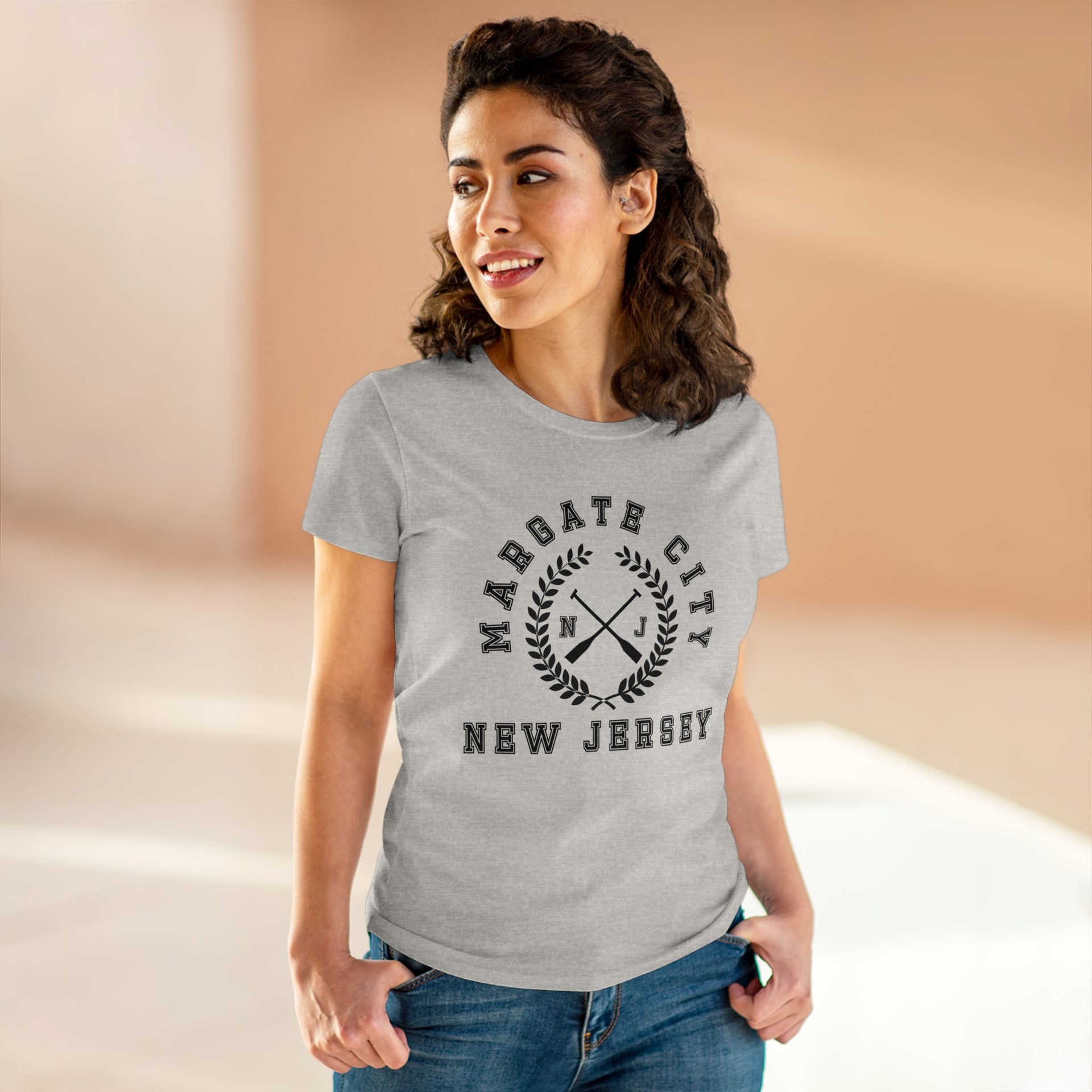 Margate City NJ Crossed Oars Women's Midweight Cotton Tee