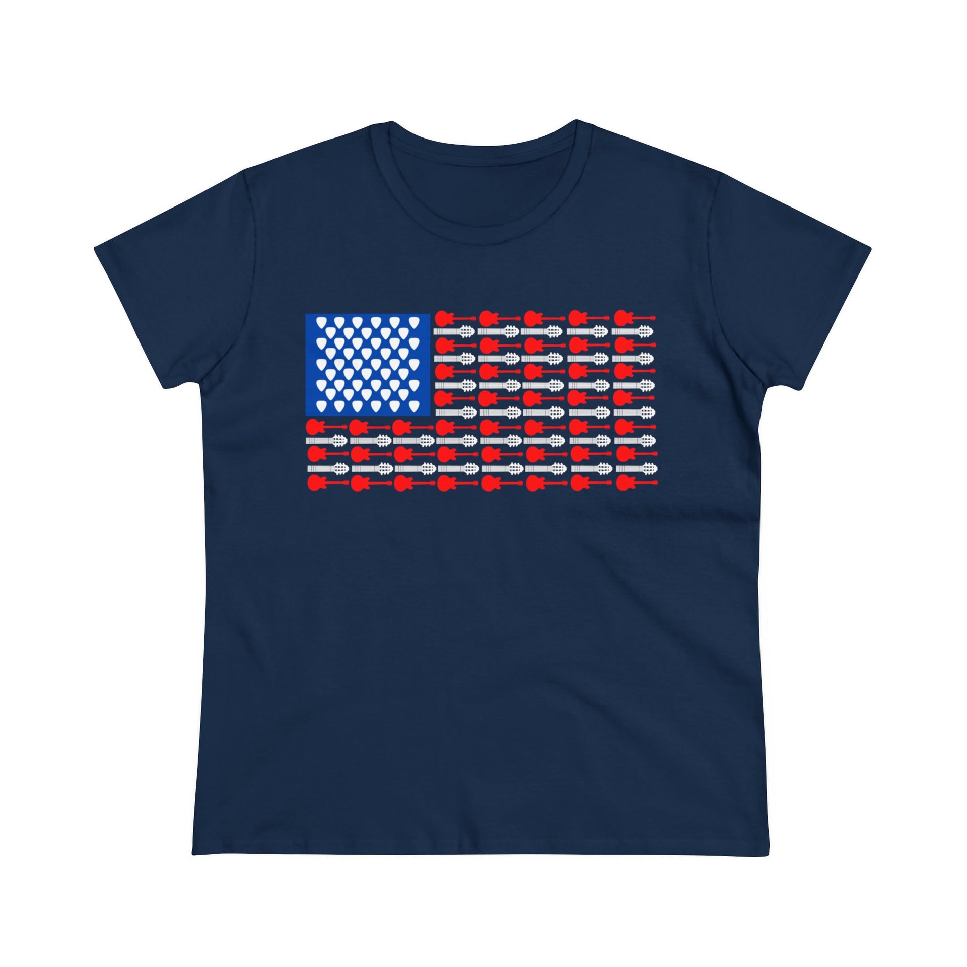 American Flag Guitar Women's Midweight Cotton Tee