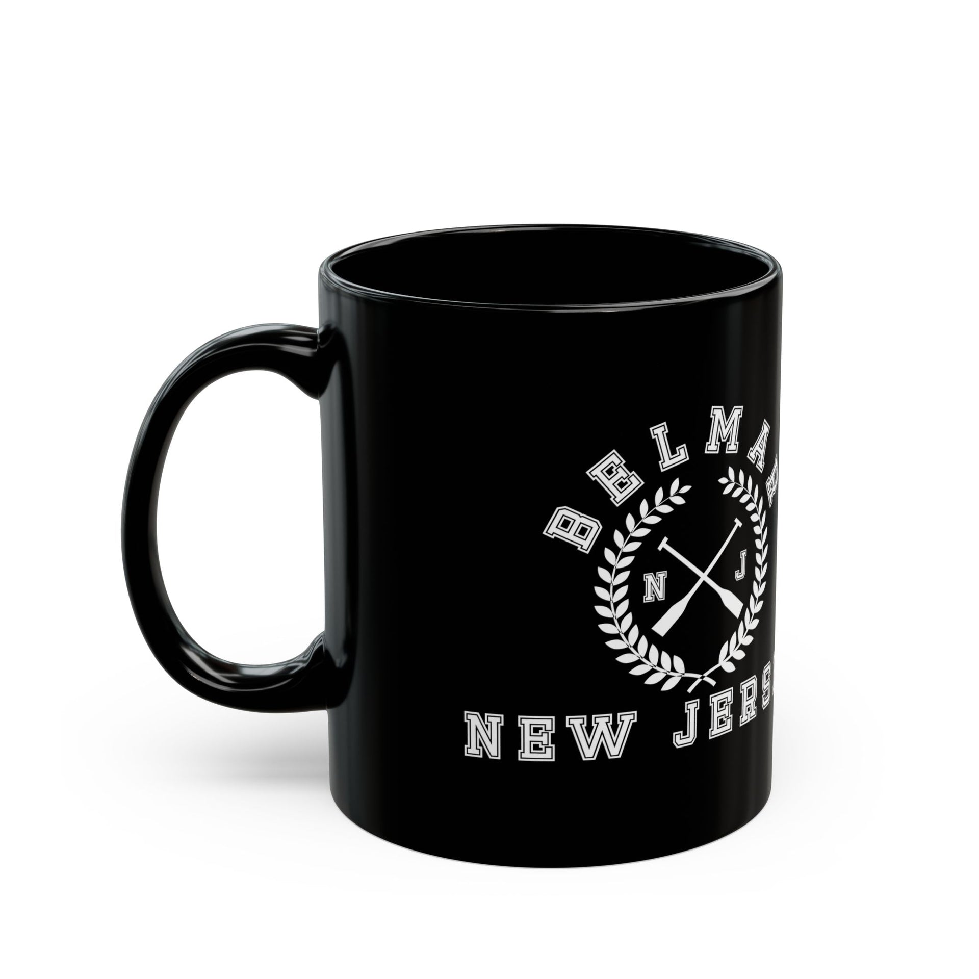 Belmar NJ Crossed Oars Black Mug