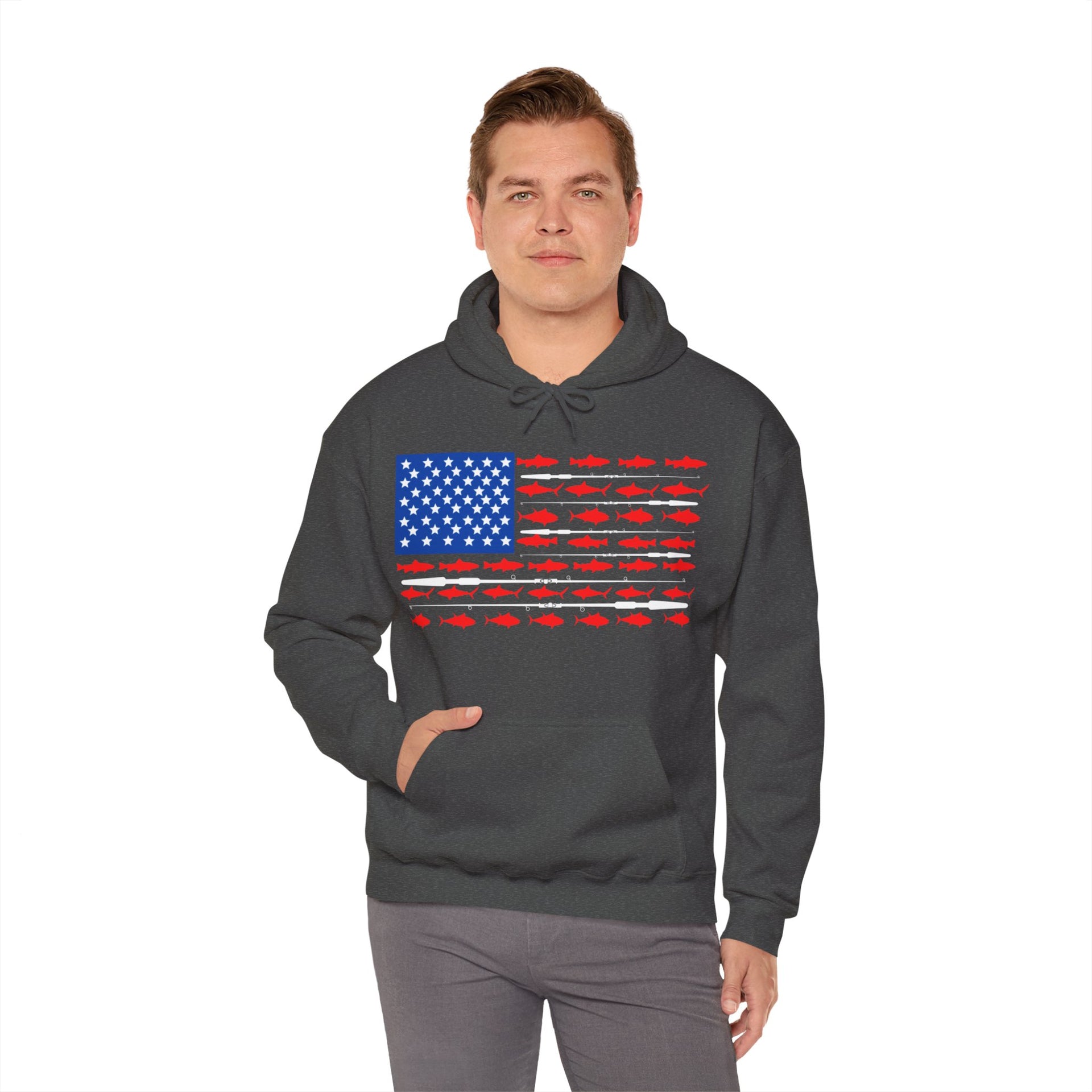 American Flag Fish Unisex Heavy Blend™ Hooded Sweatshirt