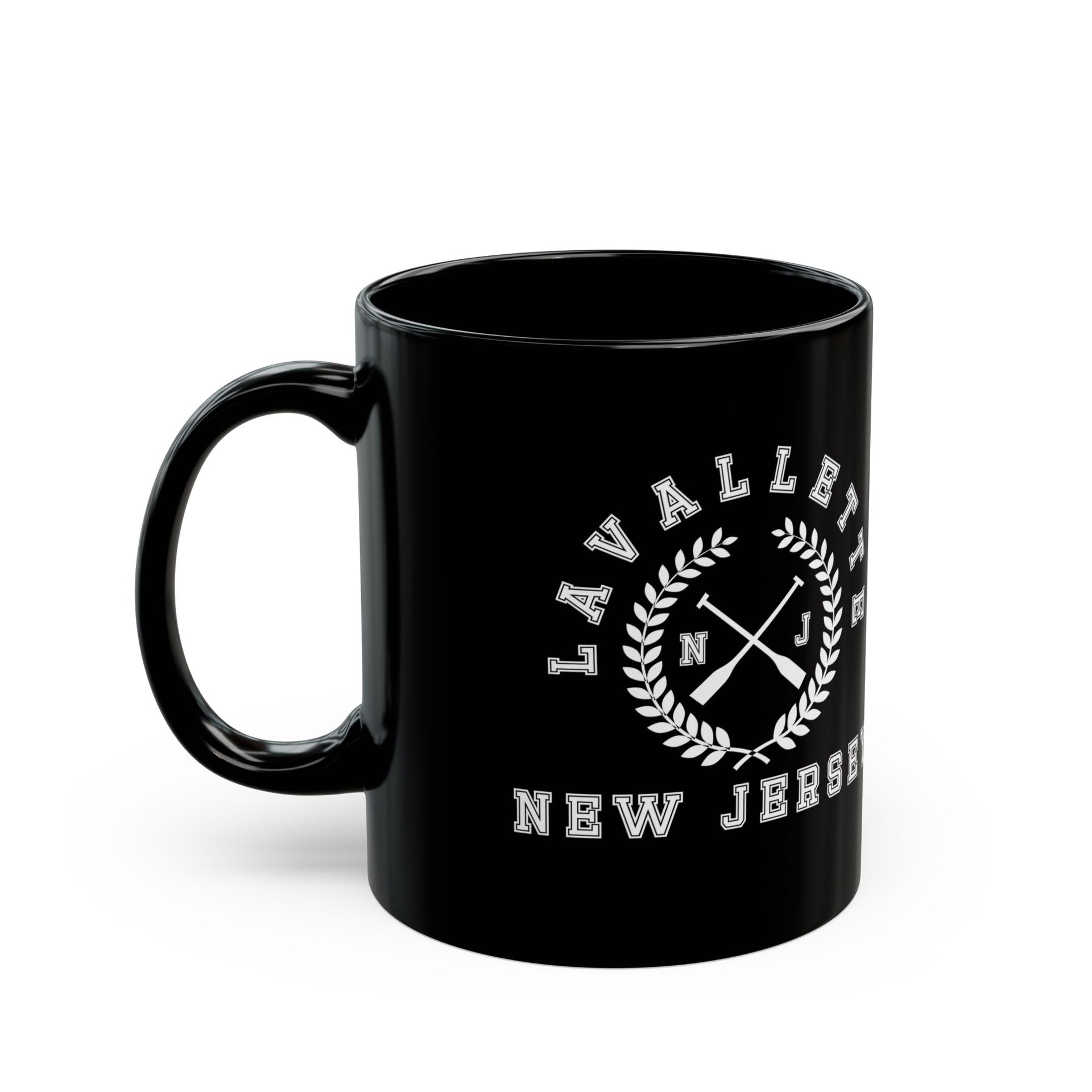 Lavallette NJ Crossed Oars Black Mug