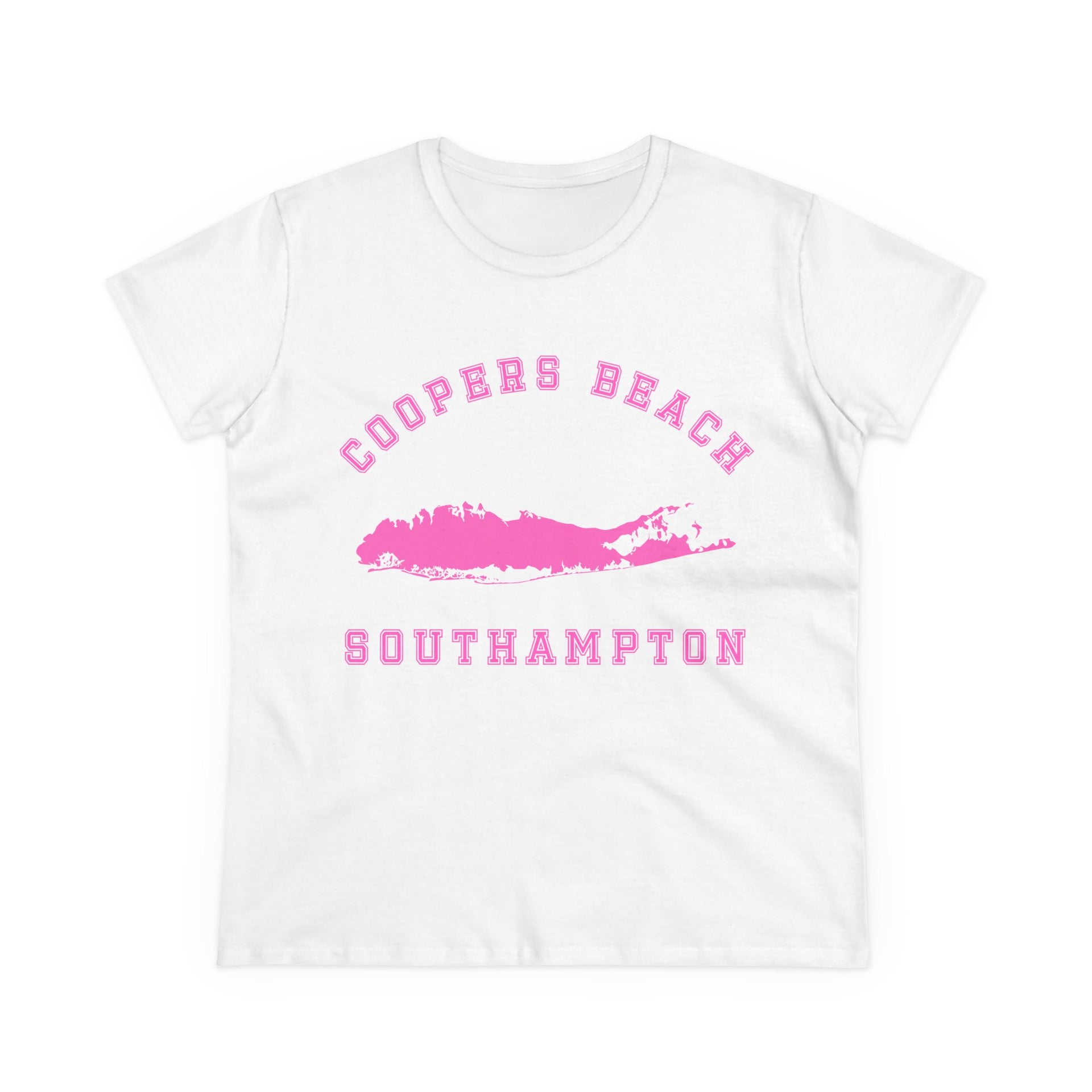 Coopers Beach Southampton Map Women's Midweight Cotton Tee