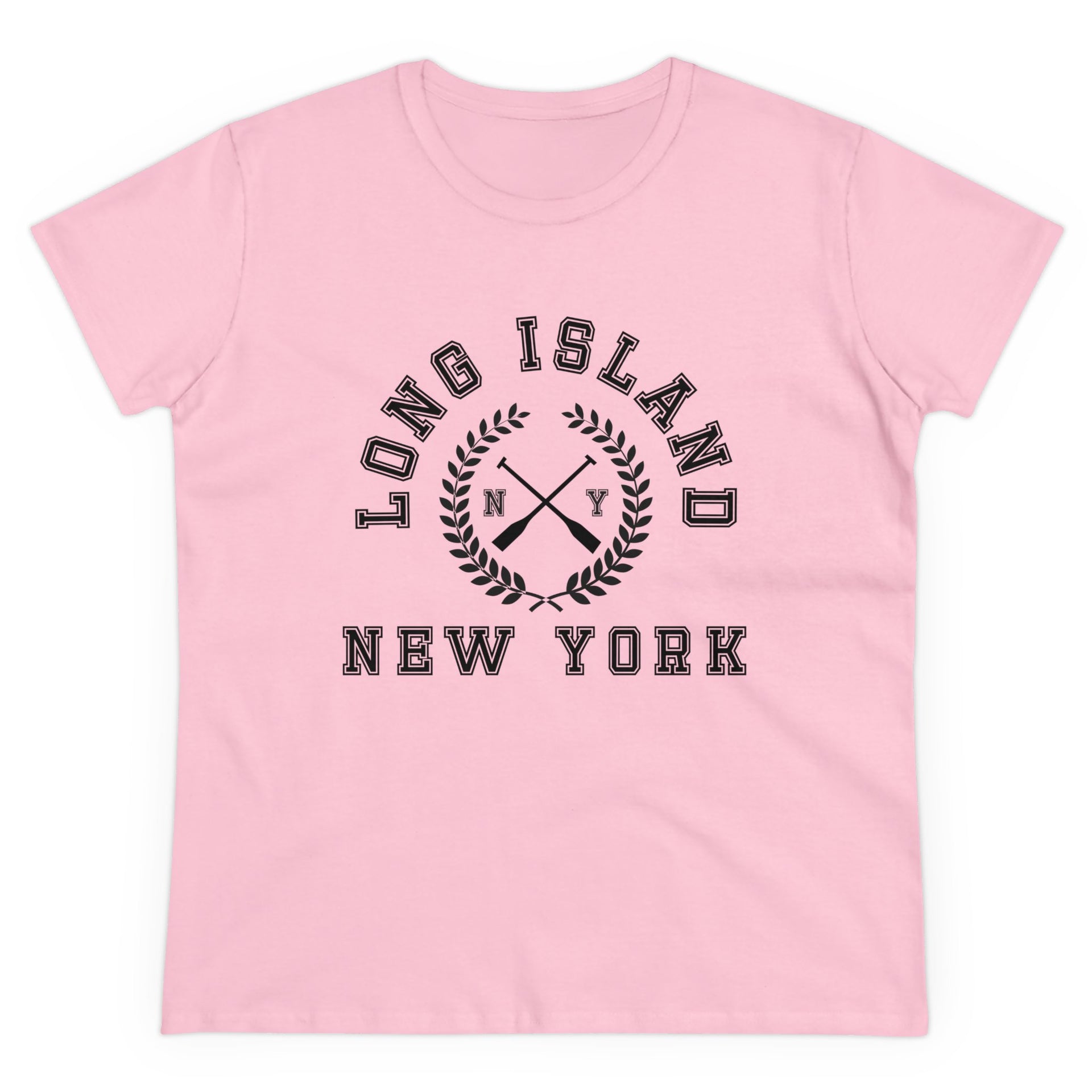 Long Island NY Crossed Oars Women's Midweight Cotton Tee