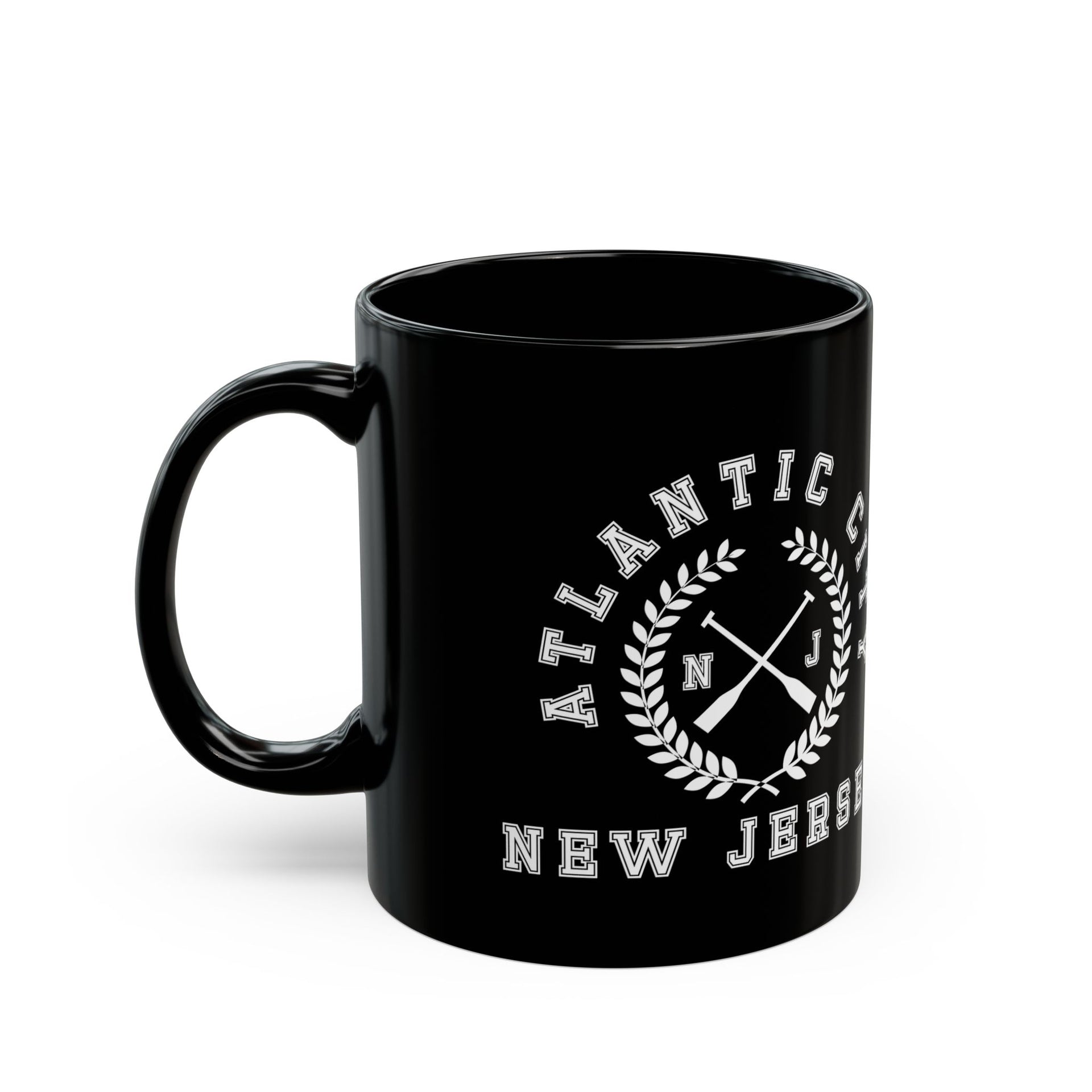 Atlantic City NJ Crossed Oars Black Mug