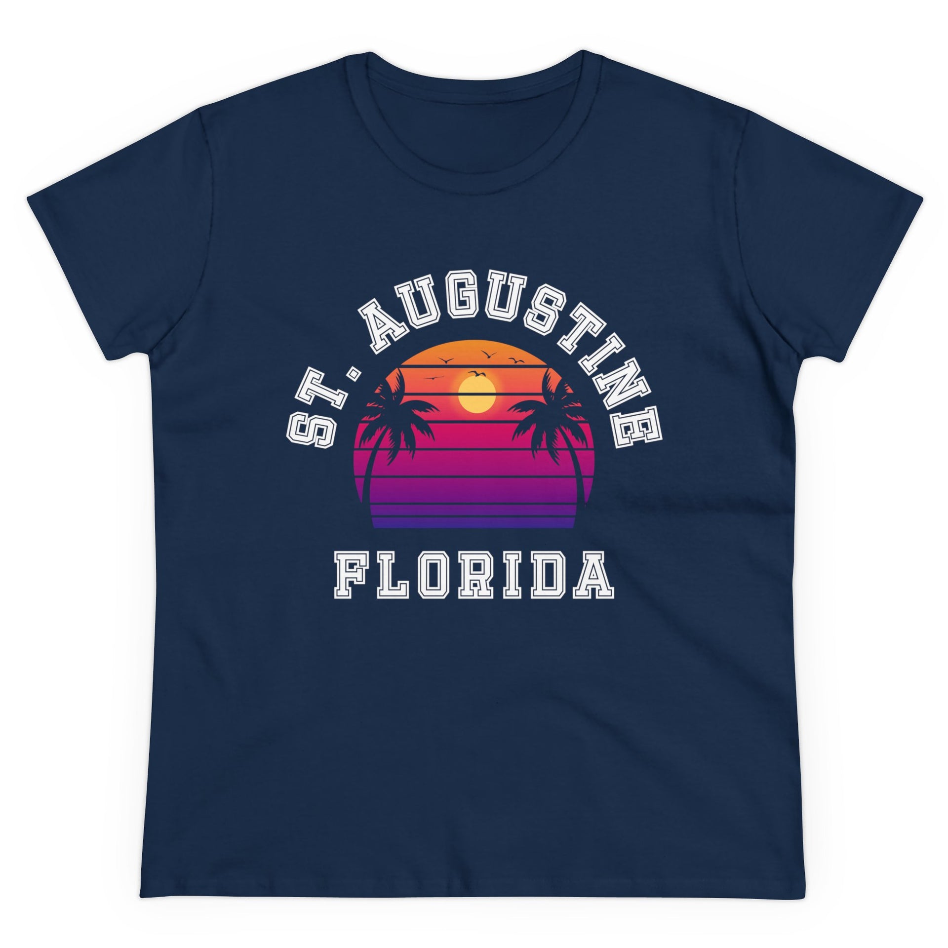 St. Augustine Florida Palms Women's Midweight Cotton Tee