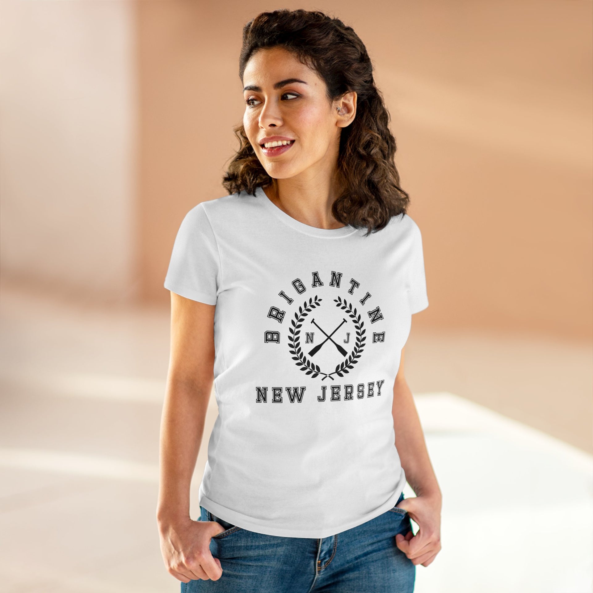 Brigantine NJ Crossed Oars Women's Midweight Cotton Tee