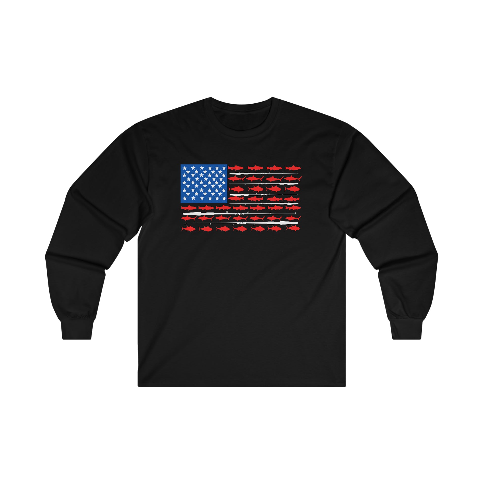 American Flag Fish Ultra Cotton Long Sleeve Tee