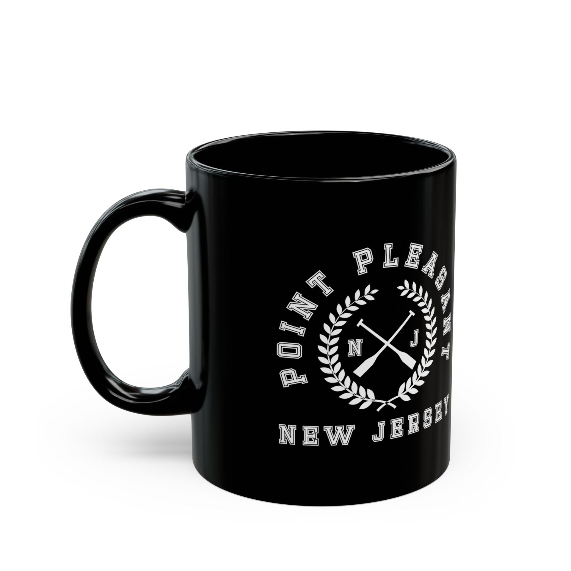 Point Pleasant NJ Crossed Oars Black Mug