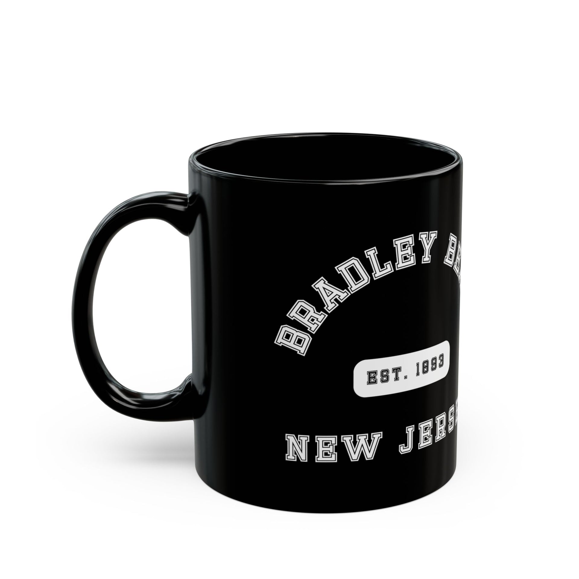 Bradley Beach NJ Est Black Mug