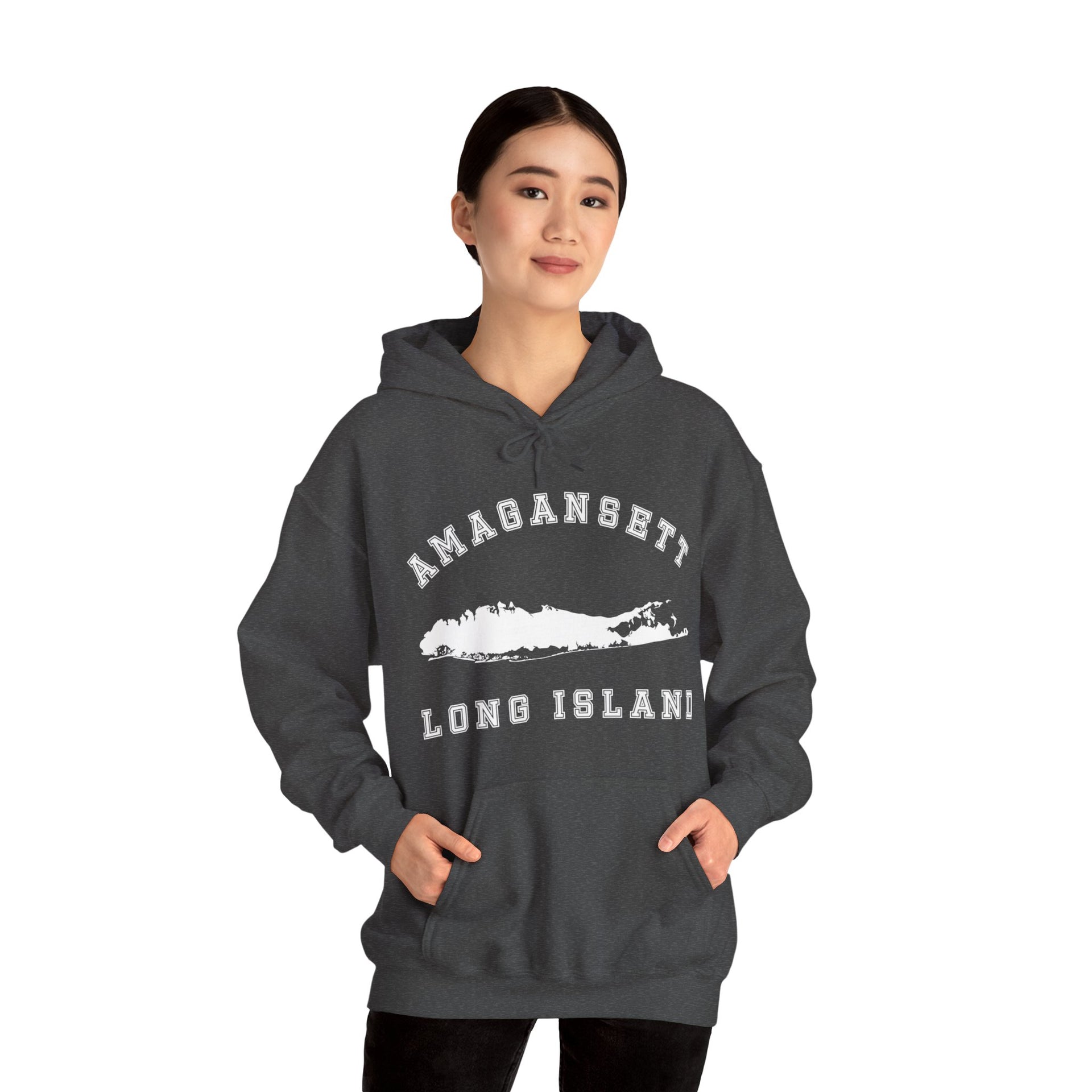 Amagansett Long Island Map Unisex Heavy Blend™ Hooded Sweatshirt