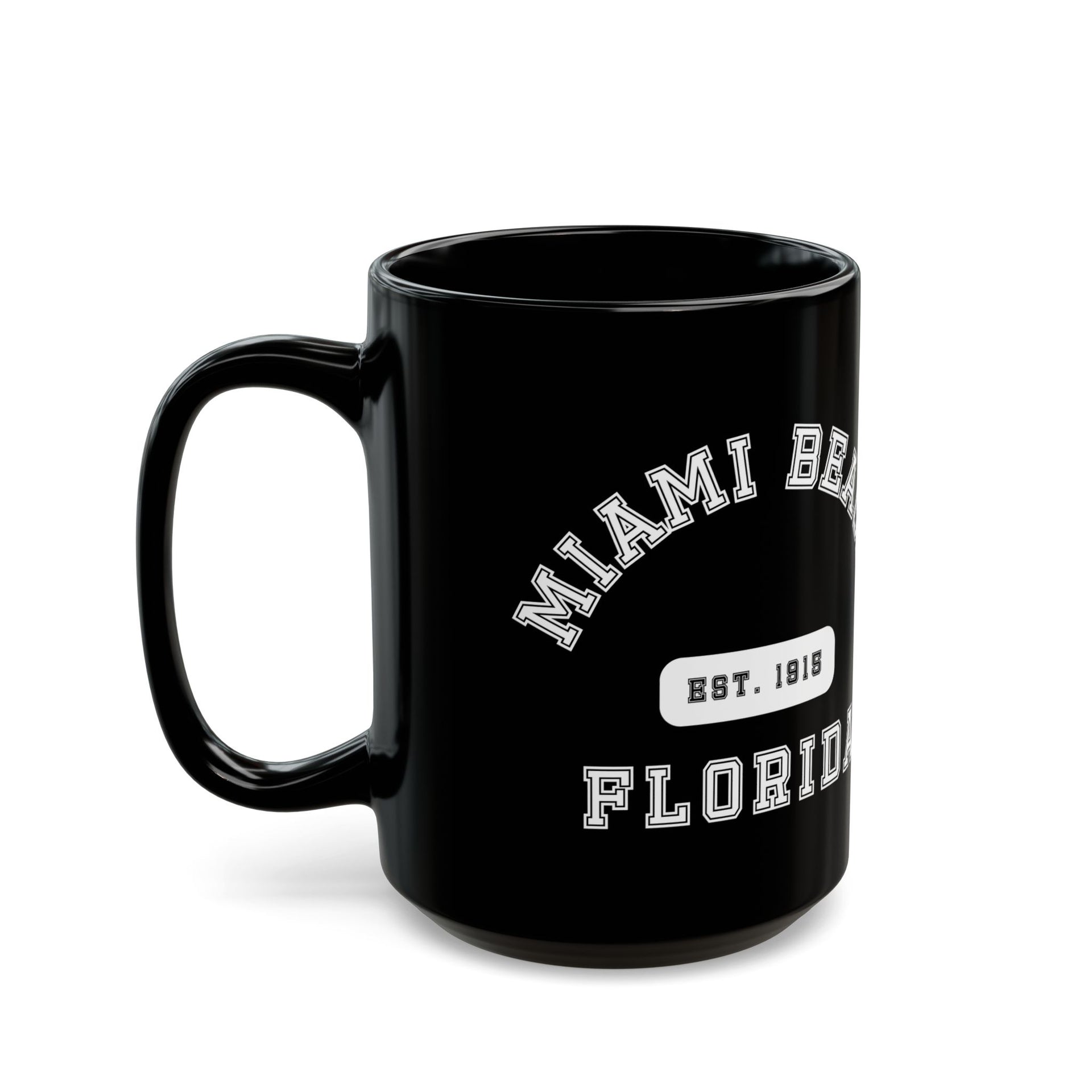 Miami Beach Florida Established Black Mug