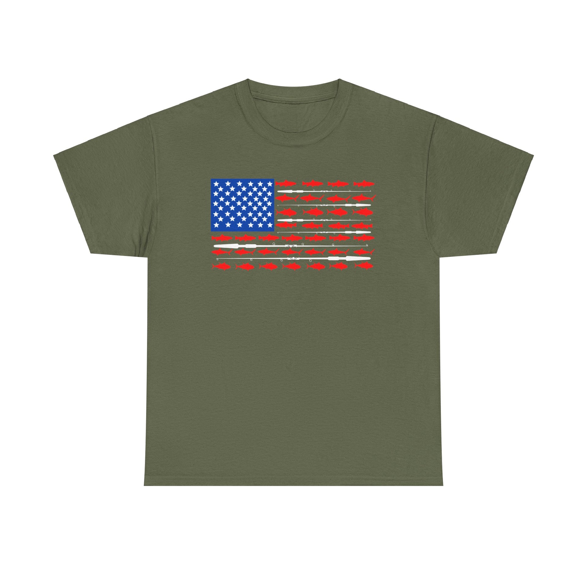 American Flag Fish Unisex Cotton Tee