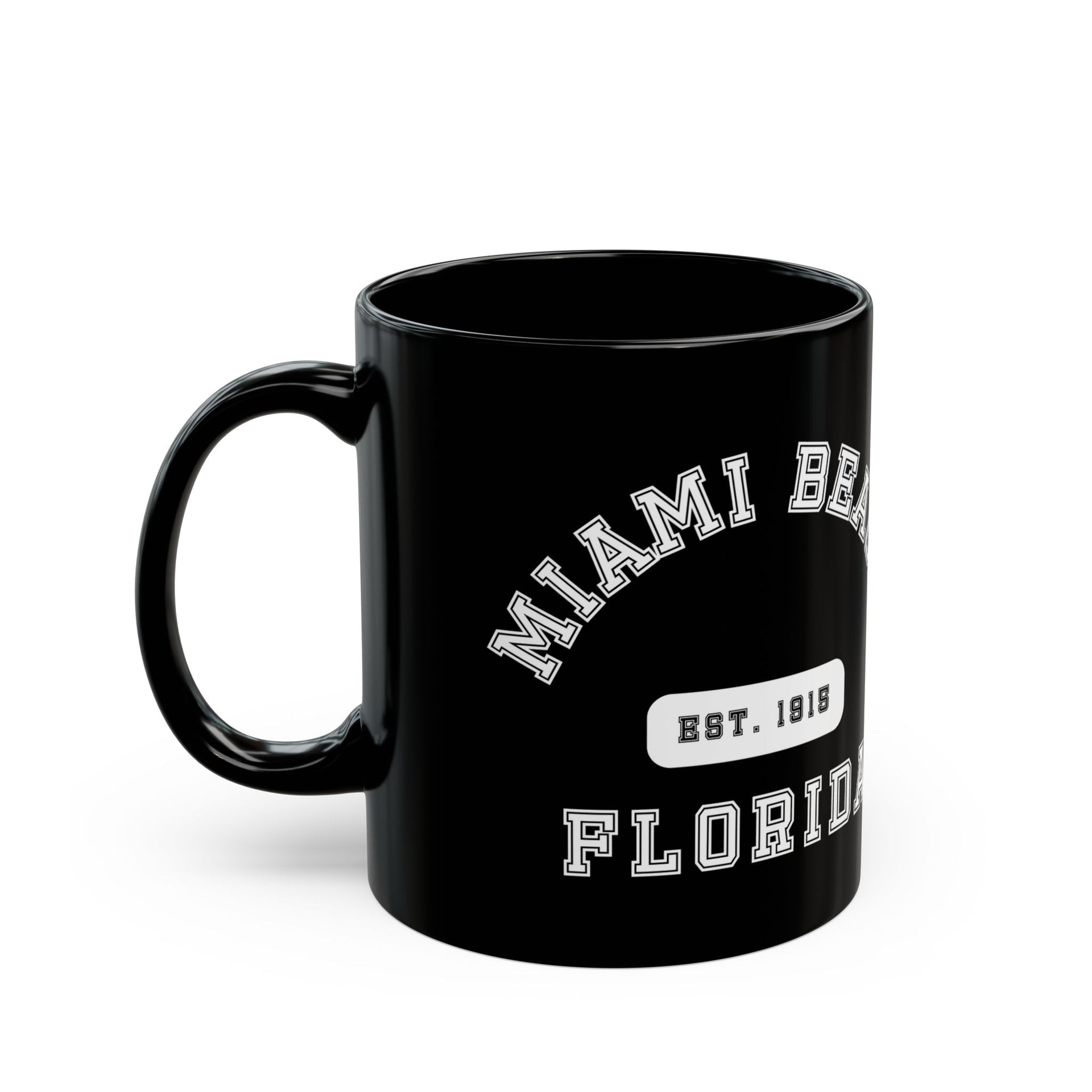 Miami Beach Florida Established Black Mug