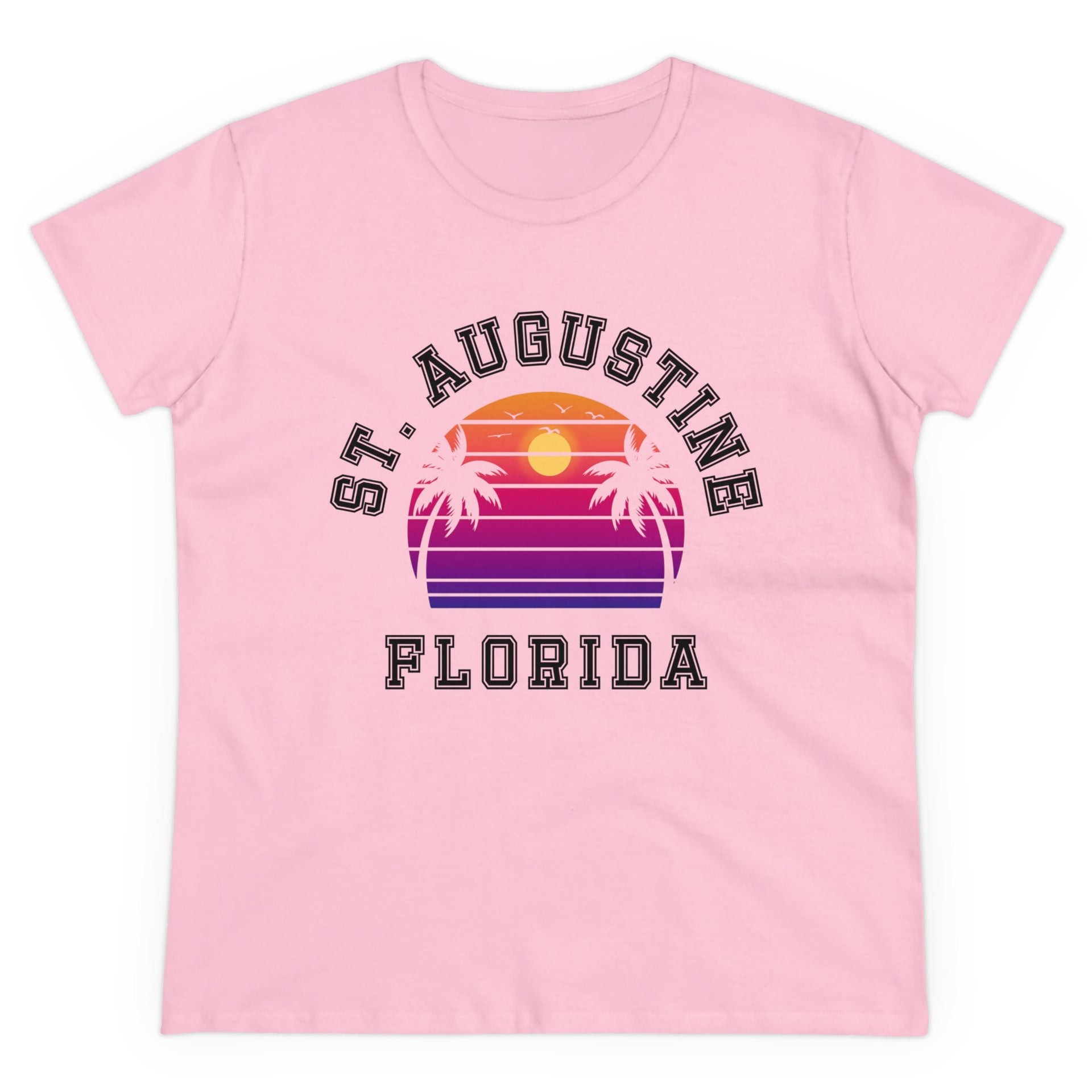 St. Augustine Florida Palms Women's Midweight Cotton Tee