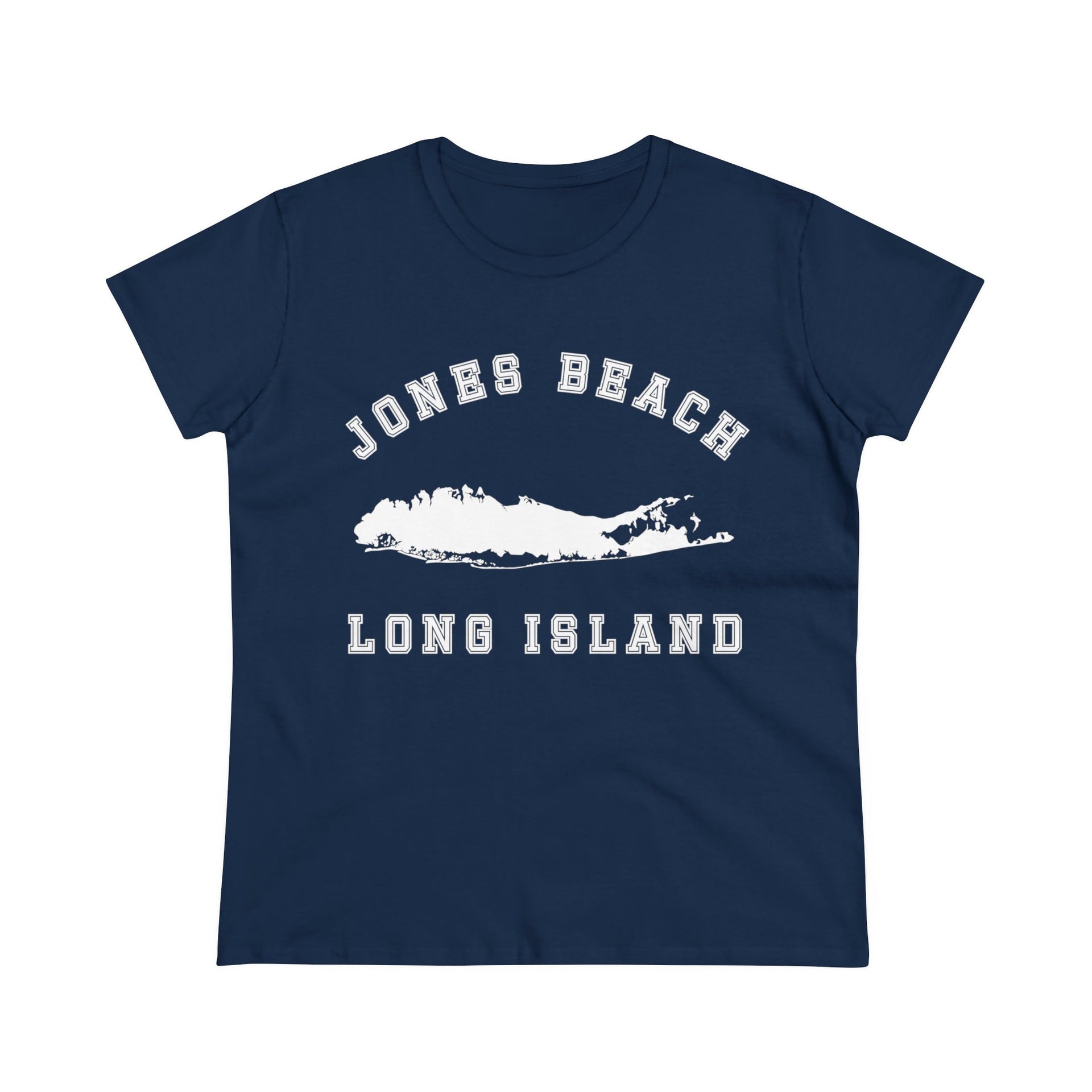 Jones Beach Long Island Map Women's Midweight Cotton Tee