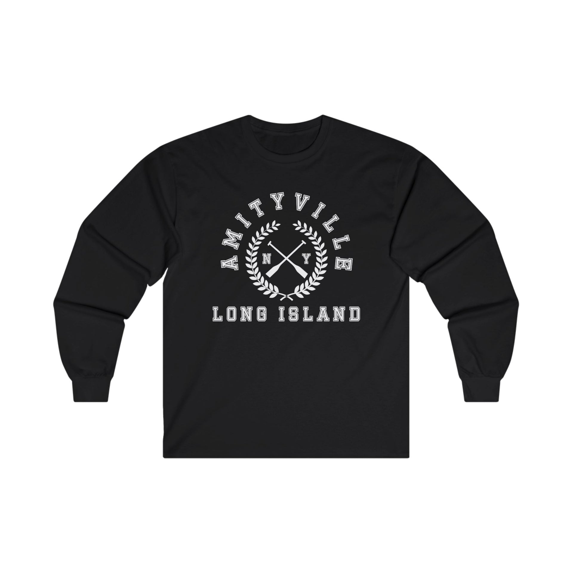 Amityville Long Island Crossed Oars Ultra Cotton Long Sleeve Tee