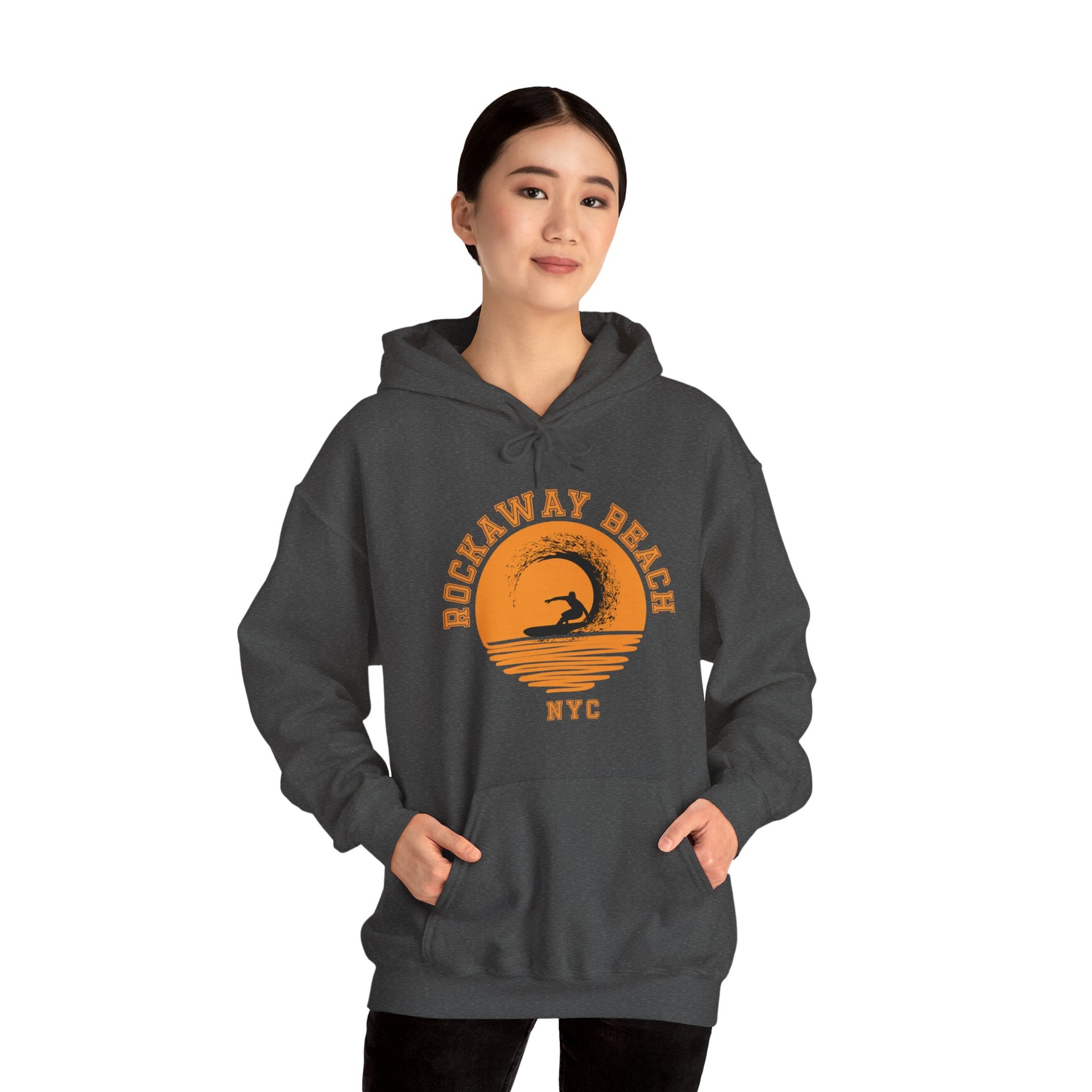 Rockaway Beach Surfing in the Sun NYC Unisex Heavy Blend™ Hooded Sweatshirt