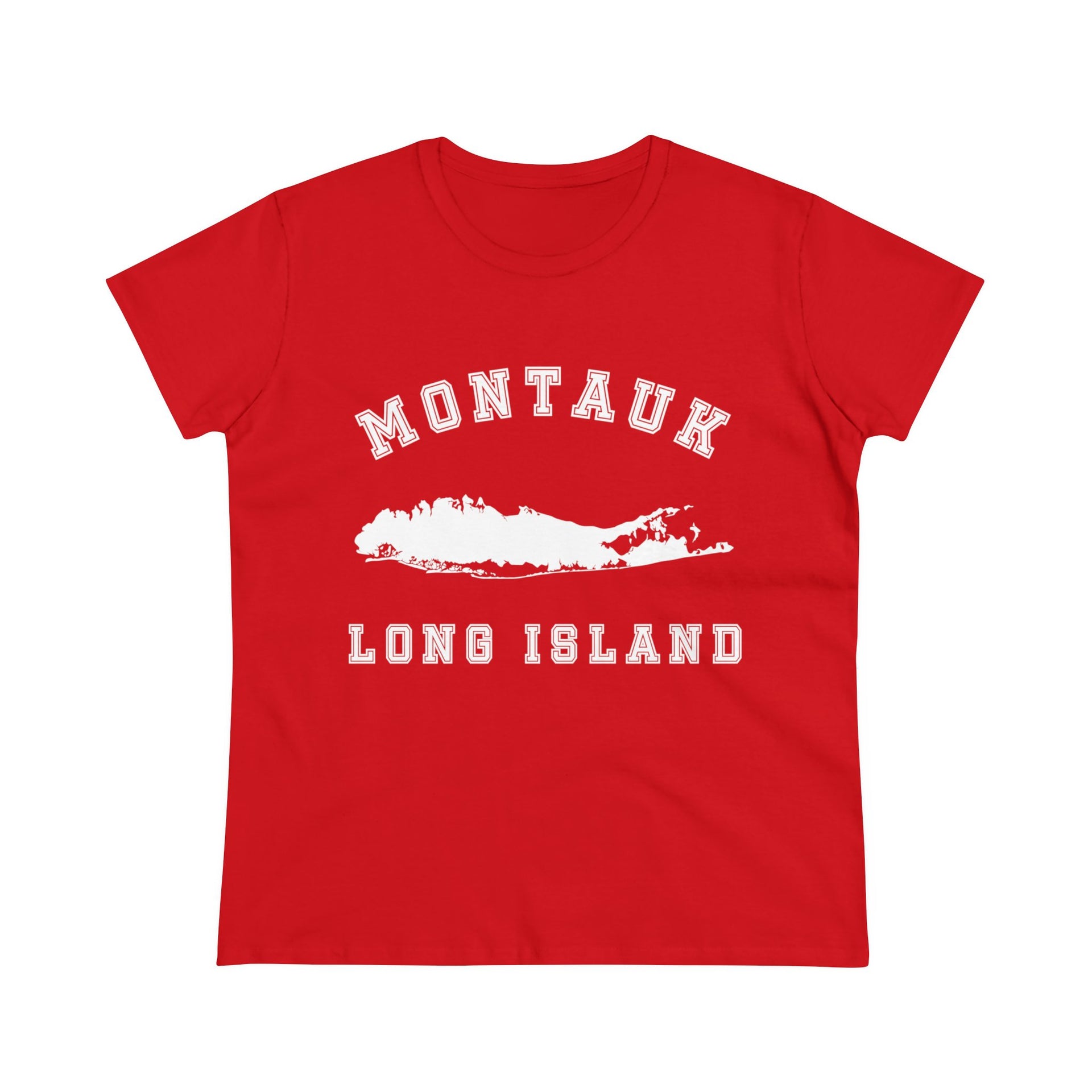 Montauk Long Island Map Women's Midweight Cotton Tee