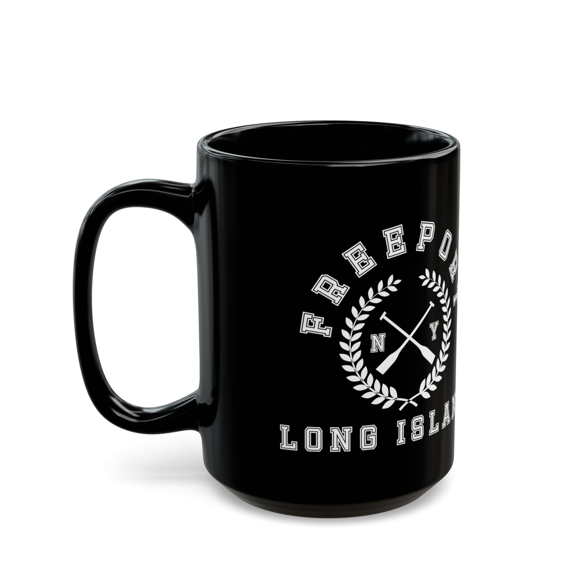 Freeport Long Island Black Mug