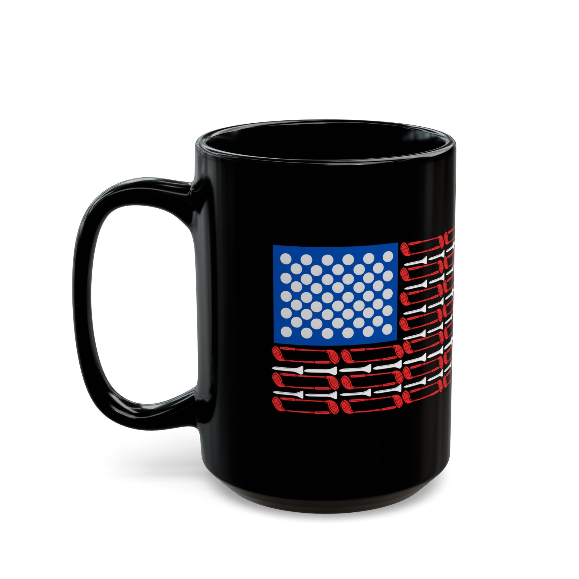 American Flag Golf 11oz Black Mug