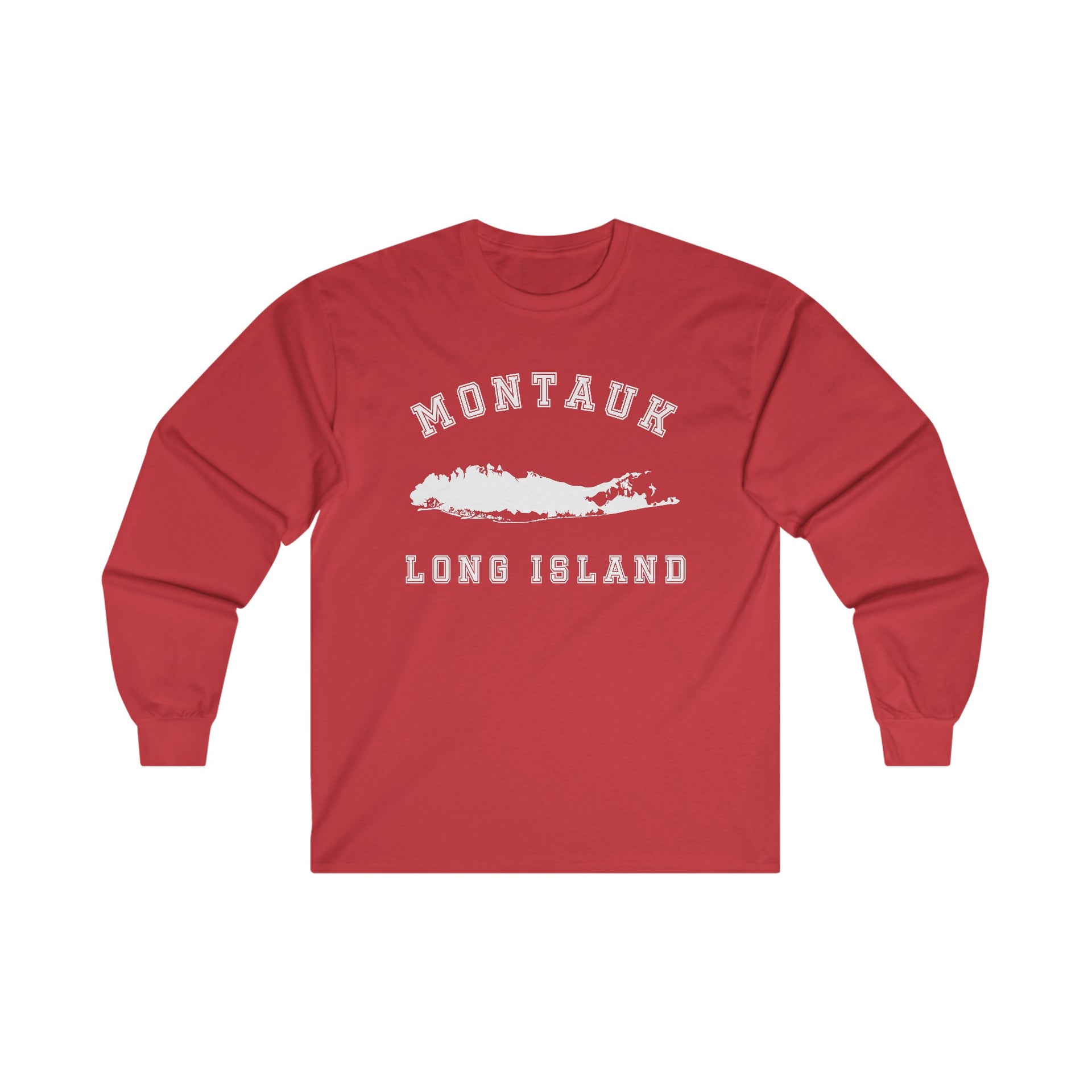 Montauk Long Island Map Ultra Cotton Long Sleeve Tee