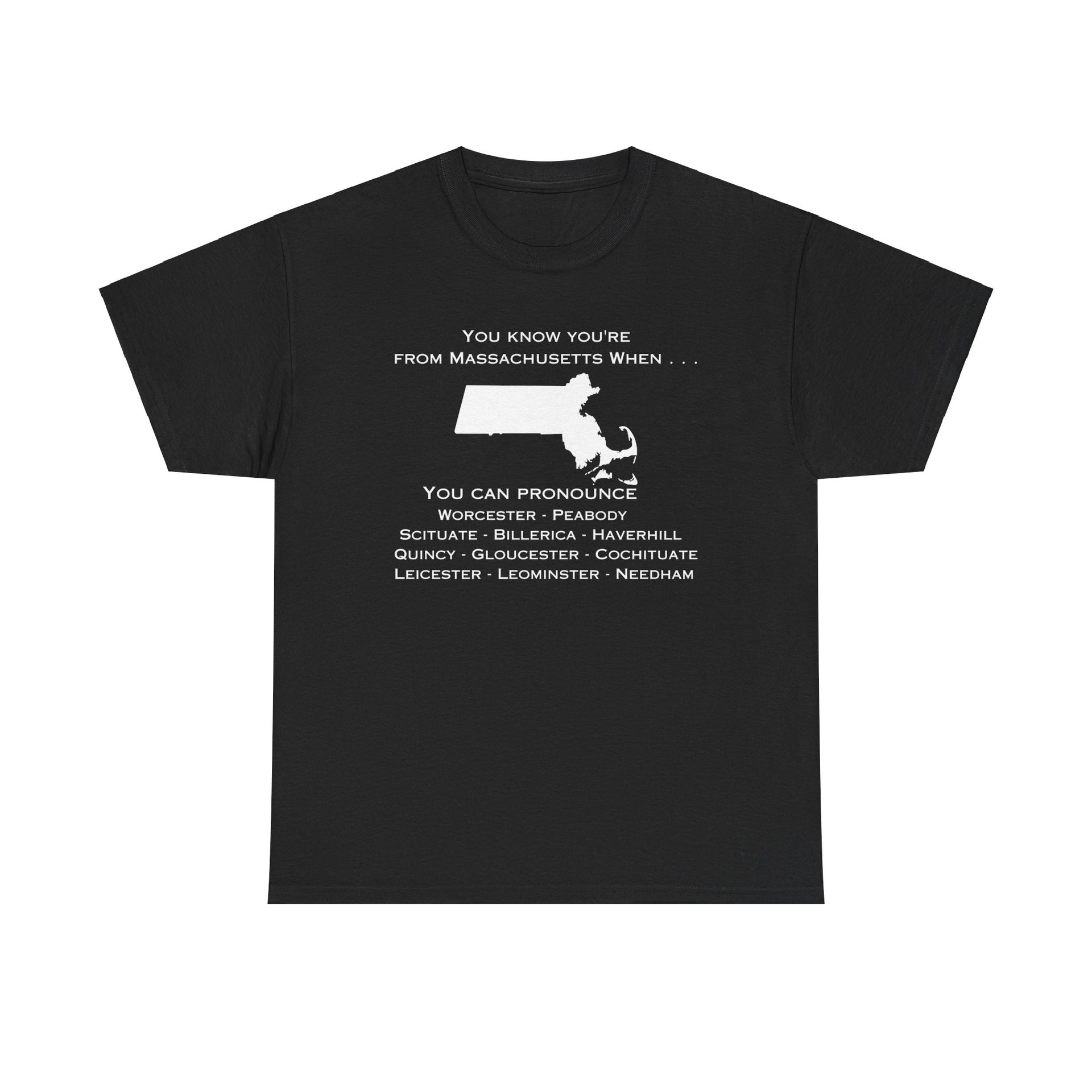 Massachusetts City Names Unisex Cotton Tee