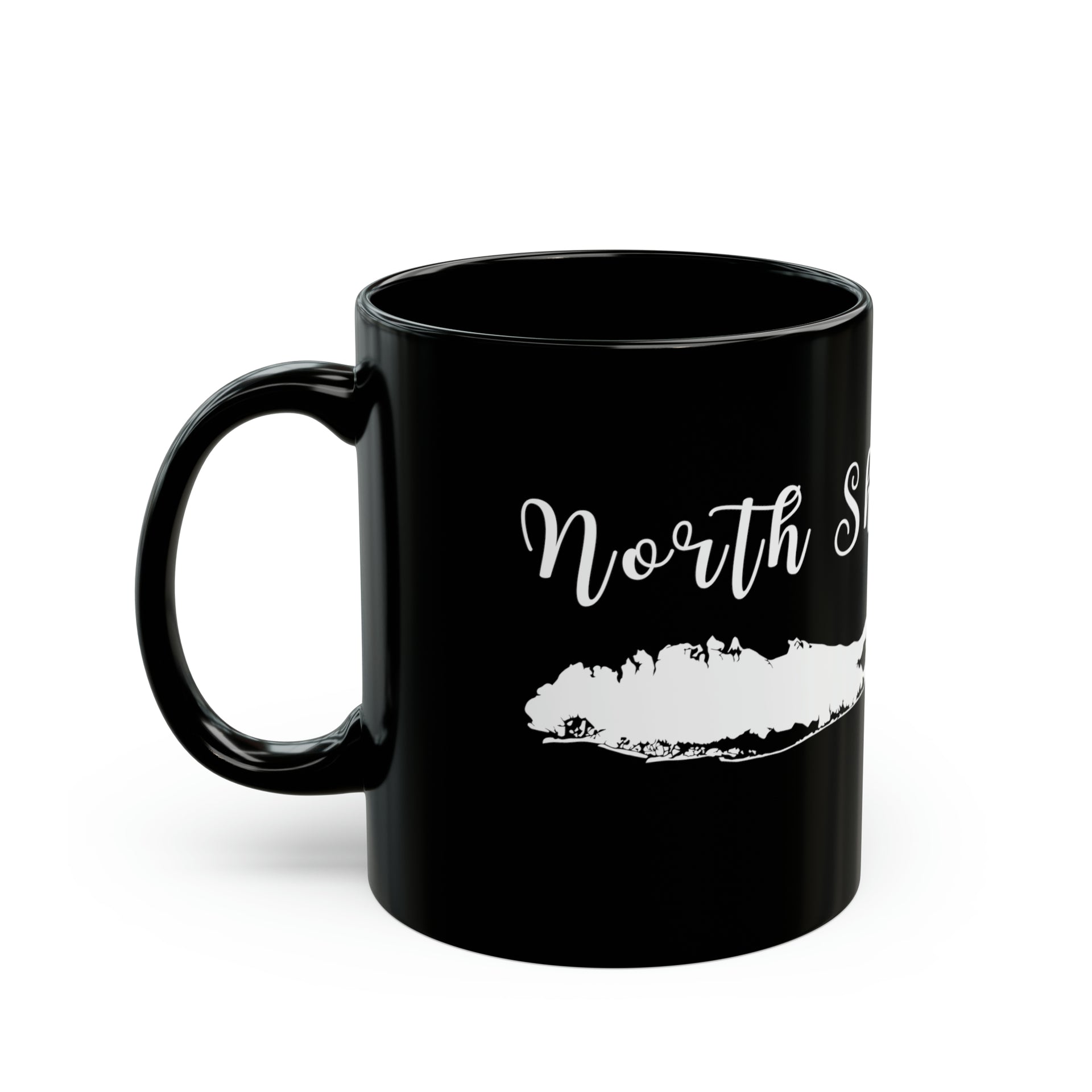 North Shore (Script) Long Island 11oz Black Mug