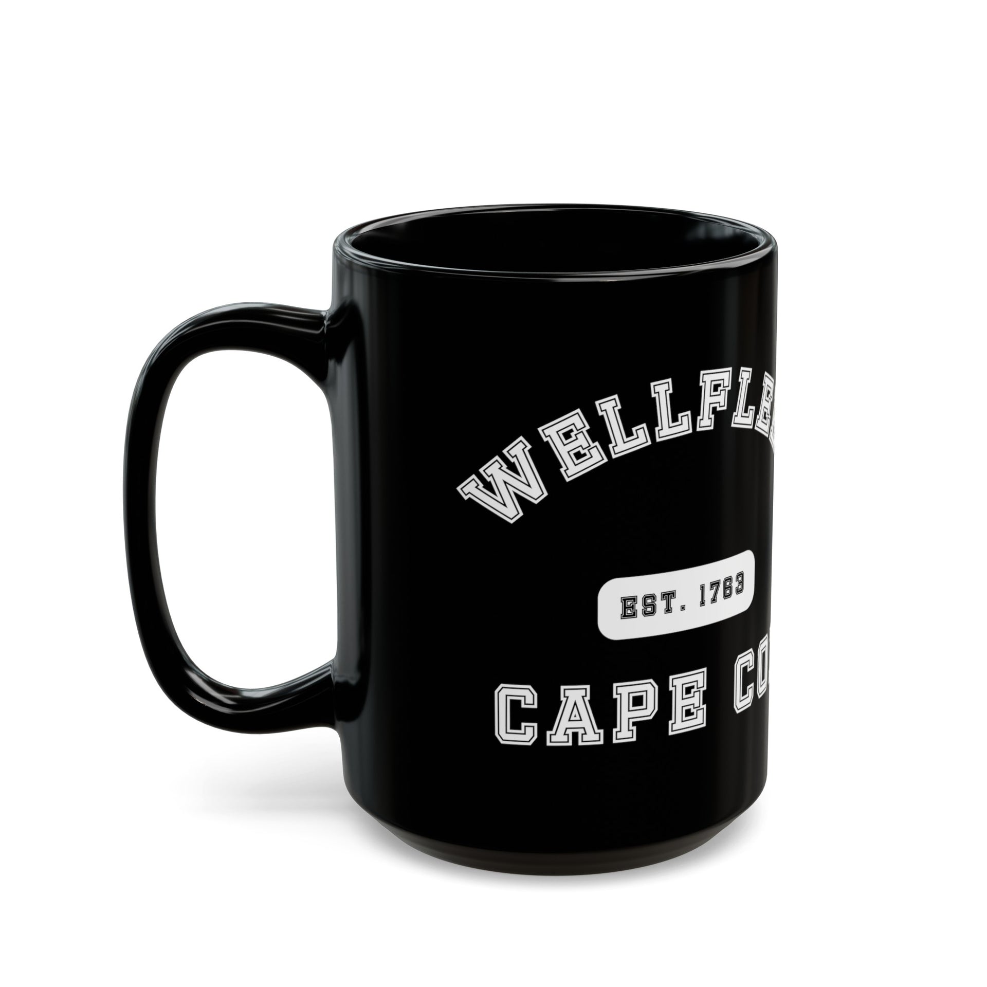 Wellfleet Cape Cod Est. 1763 Black Mug