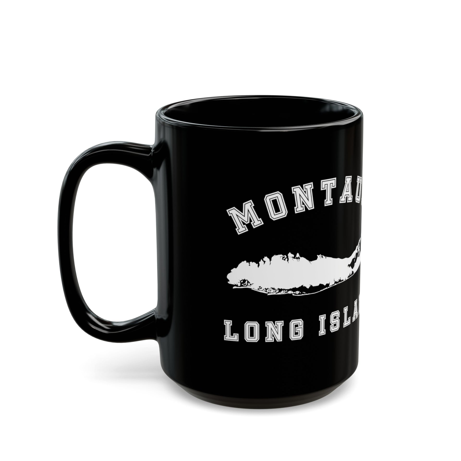 Montauk Long Island Map Black Mug