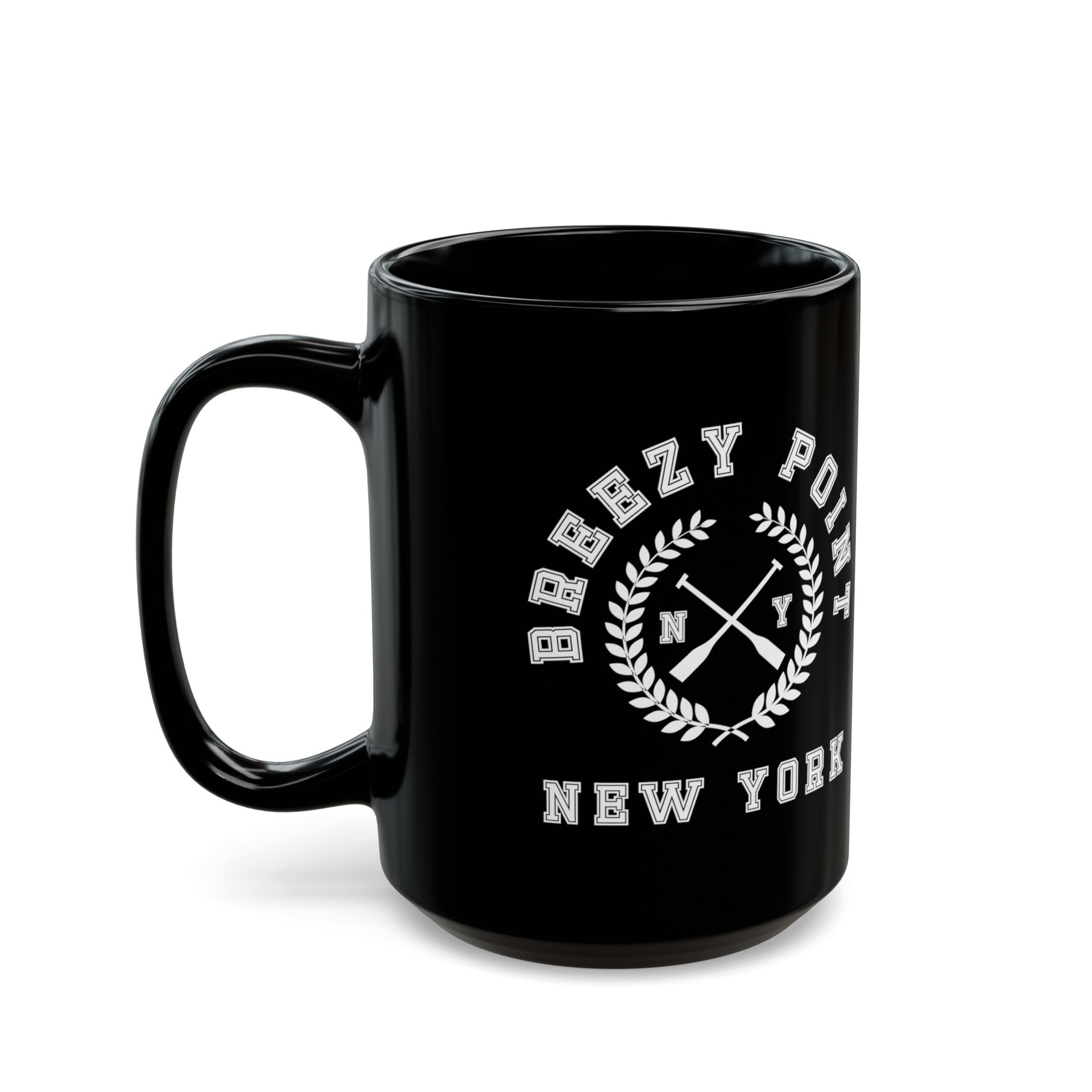 Breezy Point NYC Crossed Oars Black Mug